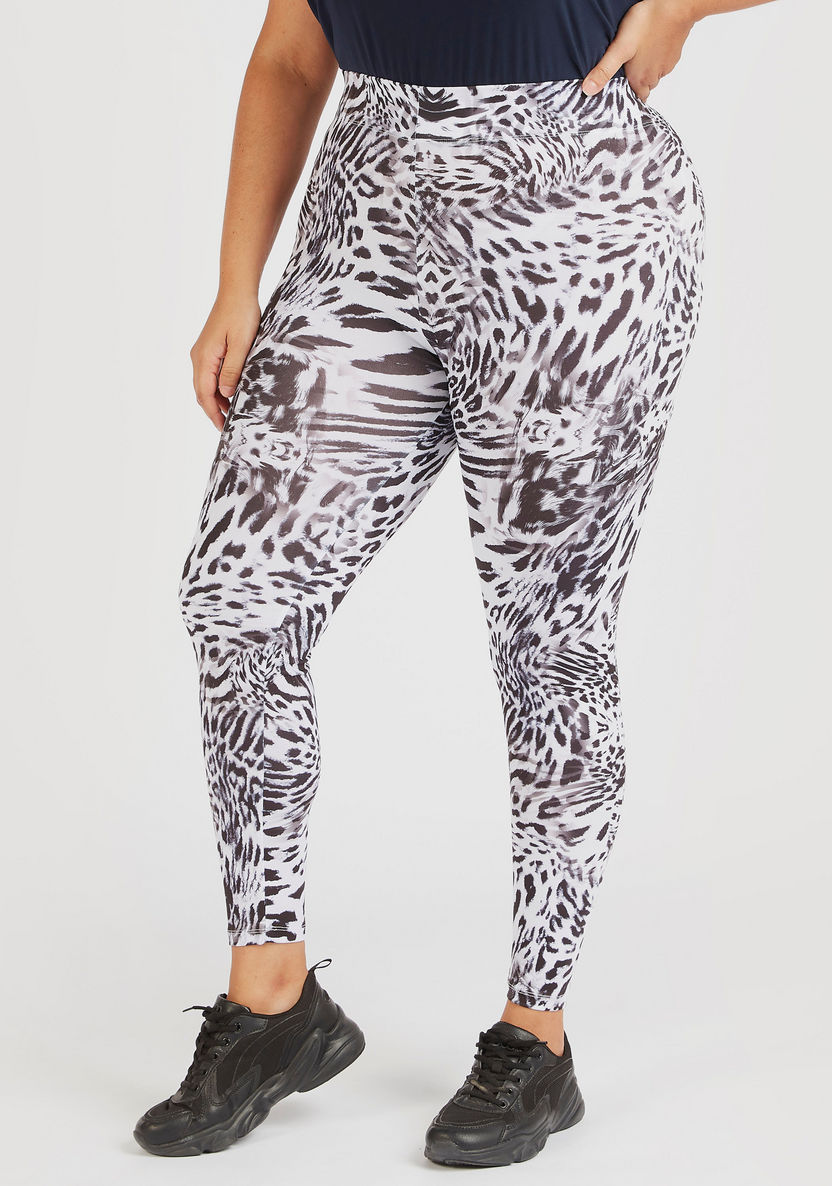Animal Print Mid-Rise Leggings with Elasticated Waistband-Leggings and Jeggings-image-0