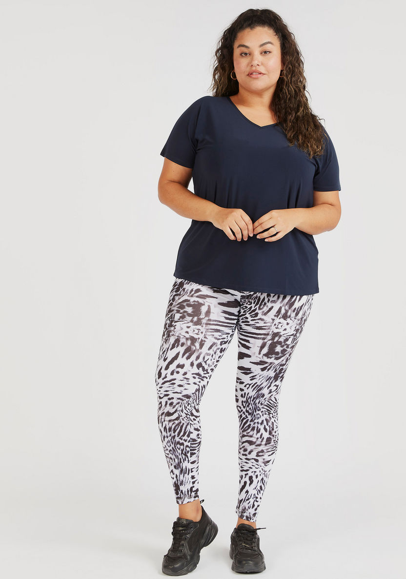 Animal Print Mid-Rise Leggings with Elasticated Waistband-Leggings and Jeggings-image-1