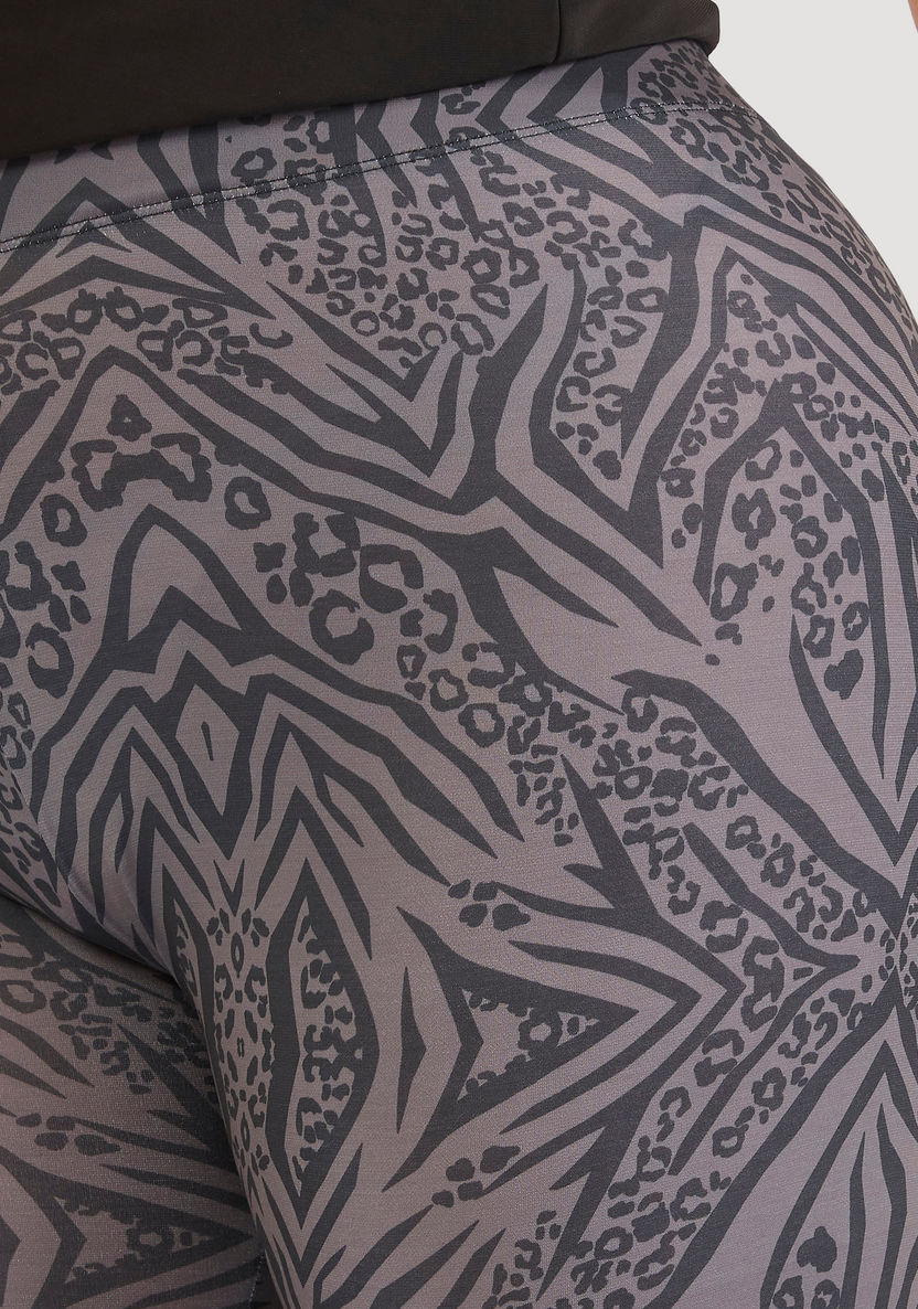 Printed Mid-Rise Leggings with Elasticated Waistband-Leggings and Jeggings-image-2