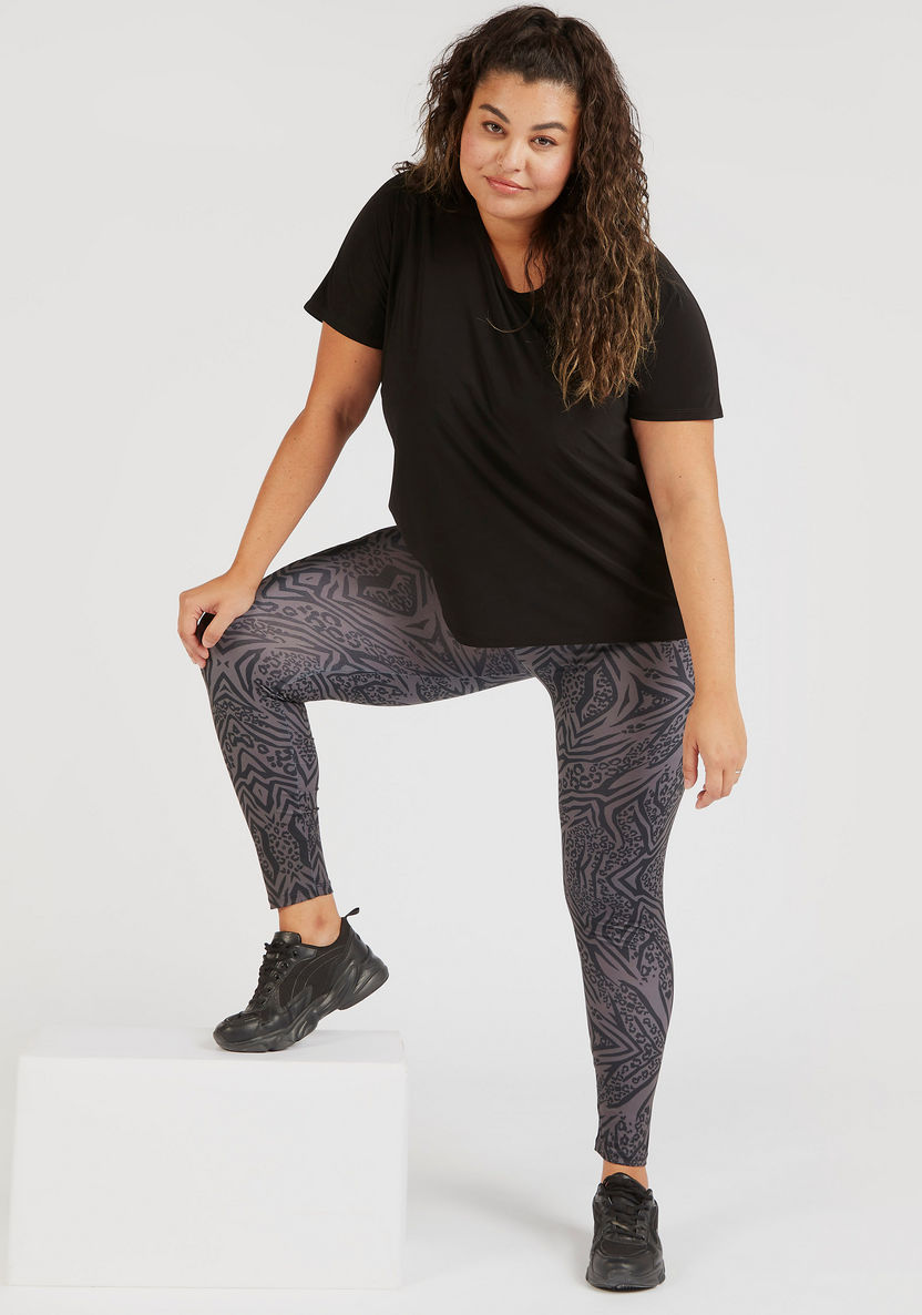 Printed Mid-Rise Leggings with Elasticated Waistband-Leggings and Jeggings-image-4