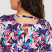 Floral Print V-neck T-shirt with Short Sleeves-T Shirts-thumbnail-2