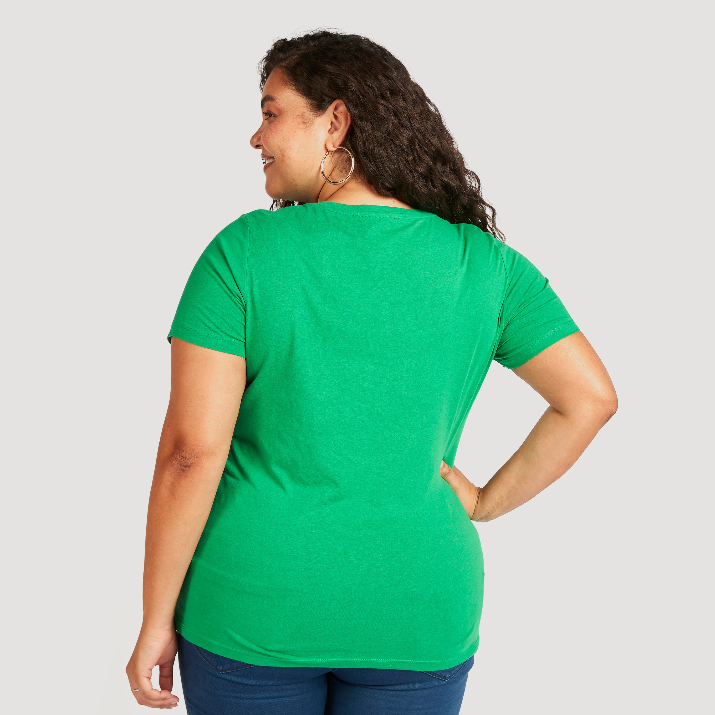 Typographic Print Round Neck T-shirt with Short Sleeves-women-clothing-tshirts-image-4