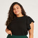 Solid Sleeveless Top with Crew Neck and Ruffle Detail-Shirts and Blouses-thumbnail-0