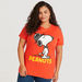 Peanuts Print Round Neck T-shirt with Short Sleeves-T Shirts-thumbnailMobile-0