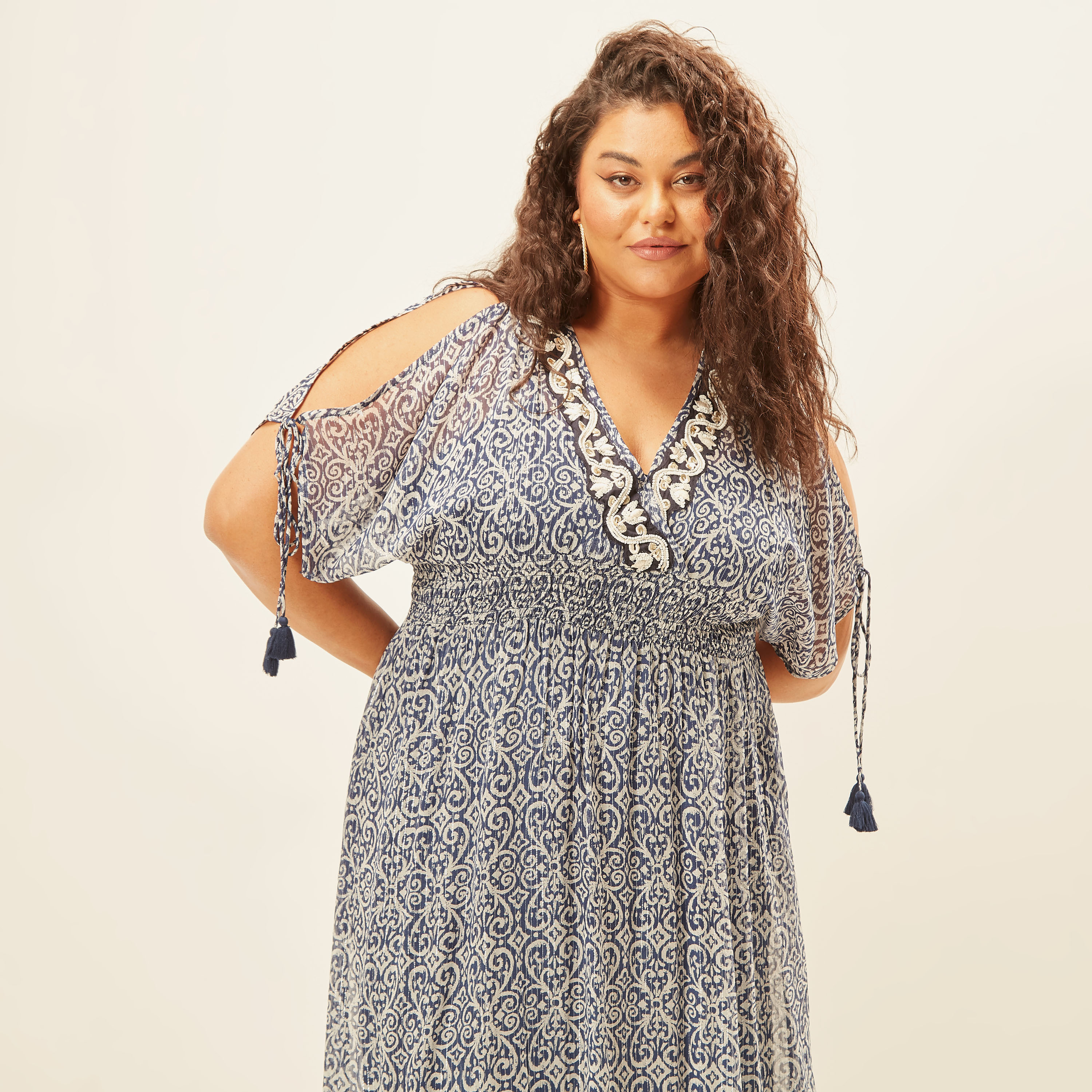 Plus size printed maxi split dress best sale