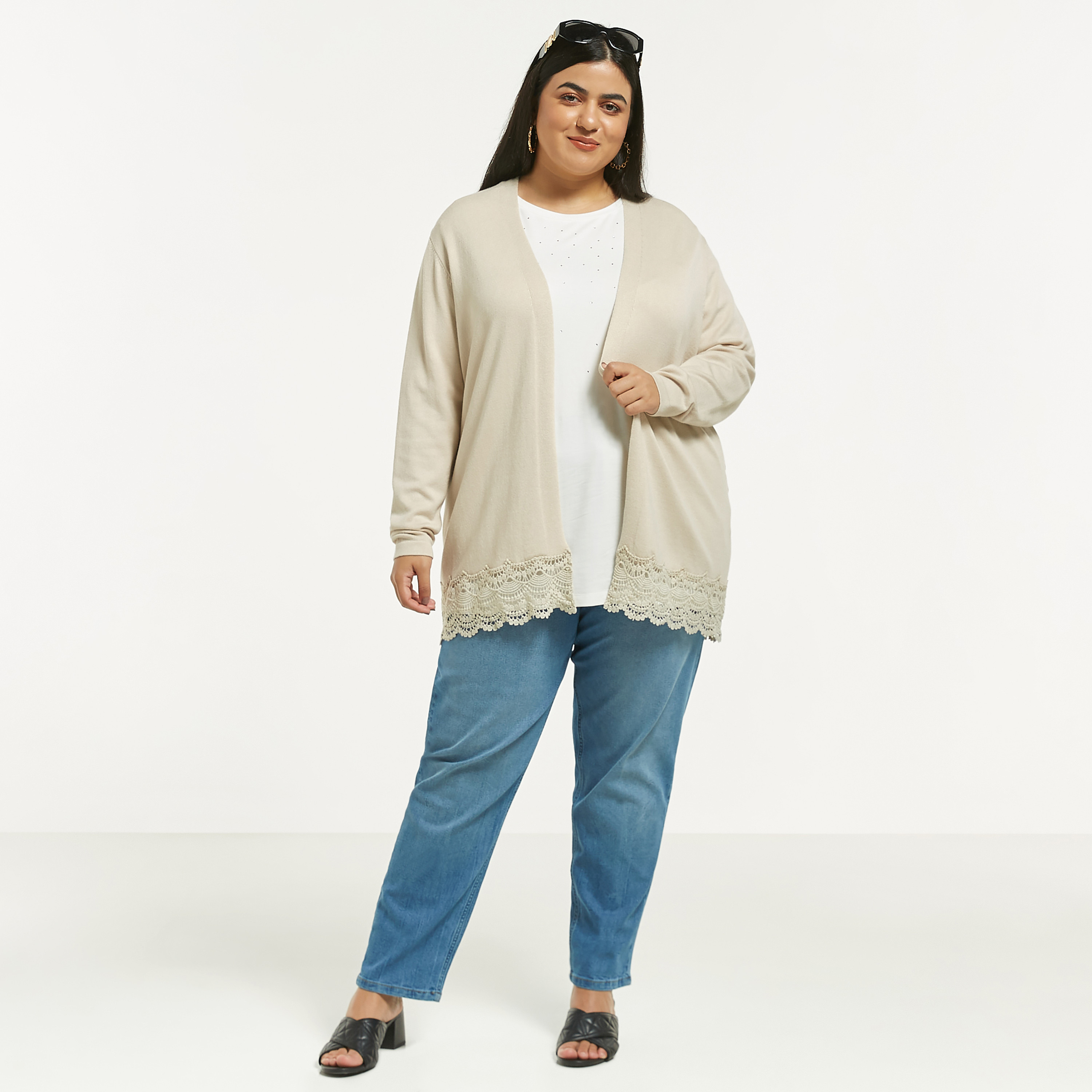 Plus size clearance long lace cardigan