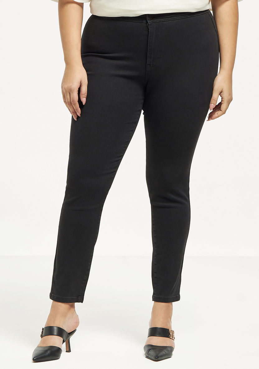 Buy Women's Plus Size Solid Skinny Fit Denim Jeggings with Button Closure  Online