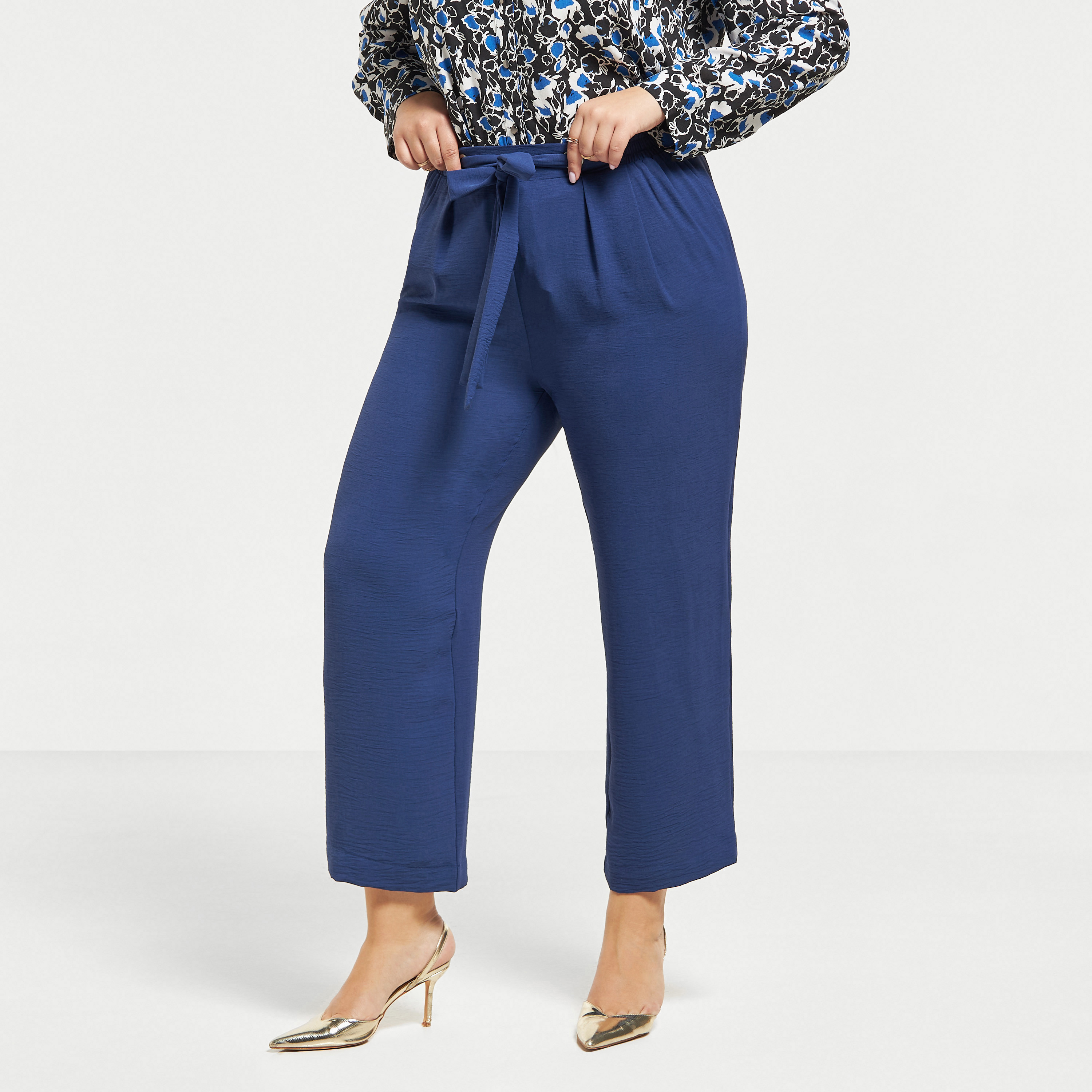 Plus size high store waisted tie pants