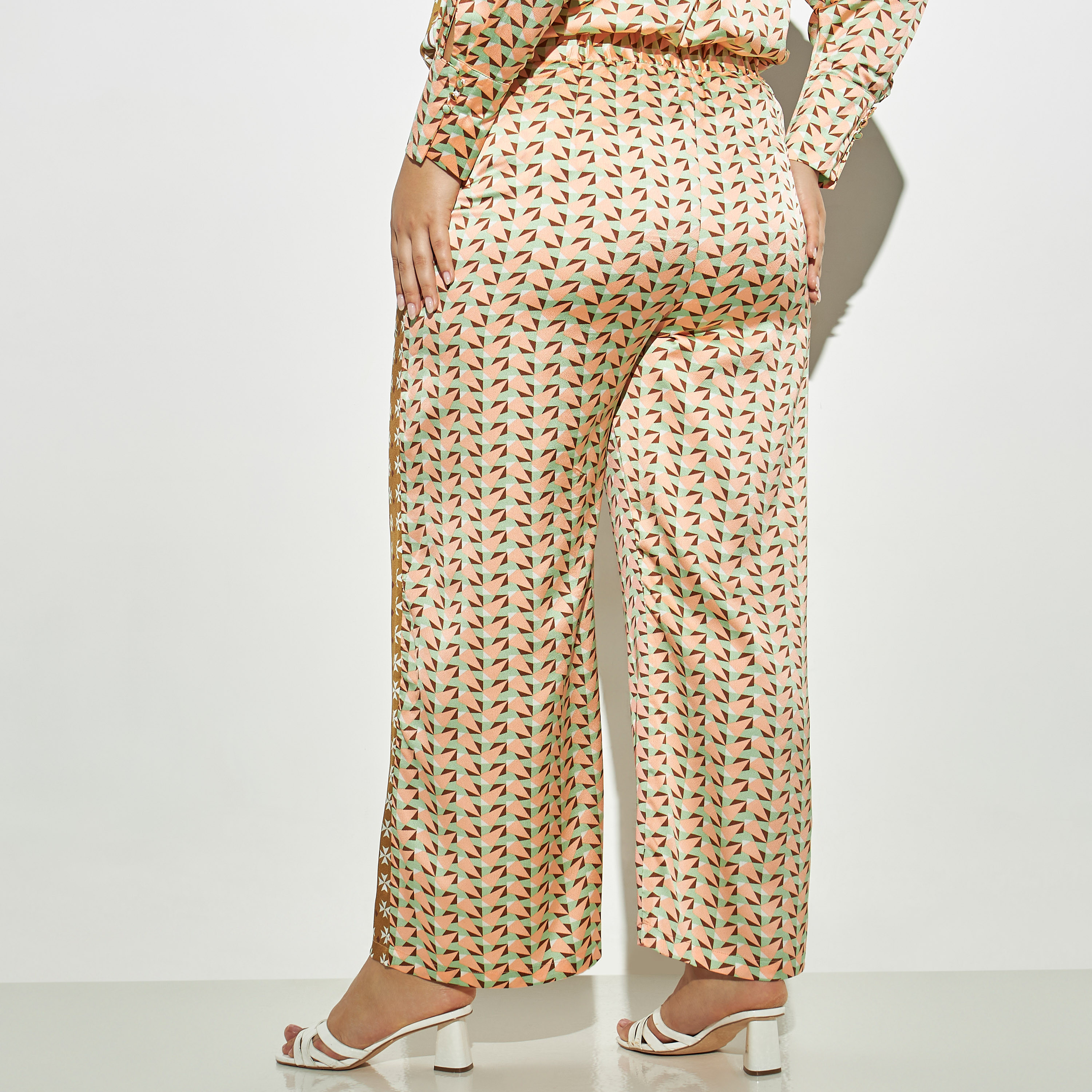 Shop Wide Leg Scarf Print Satin Trouser Online | Max UAE