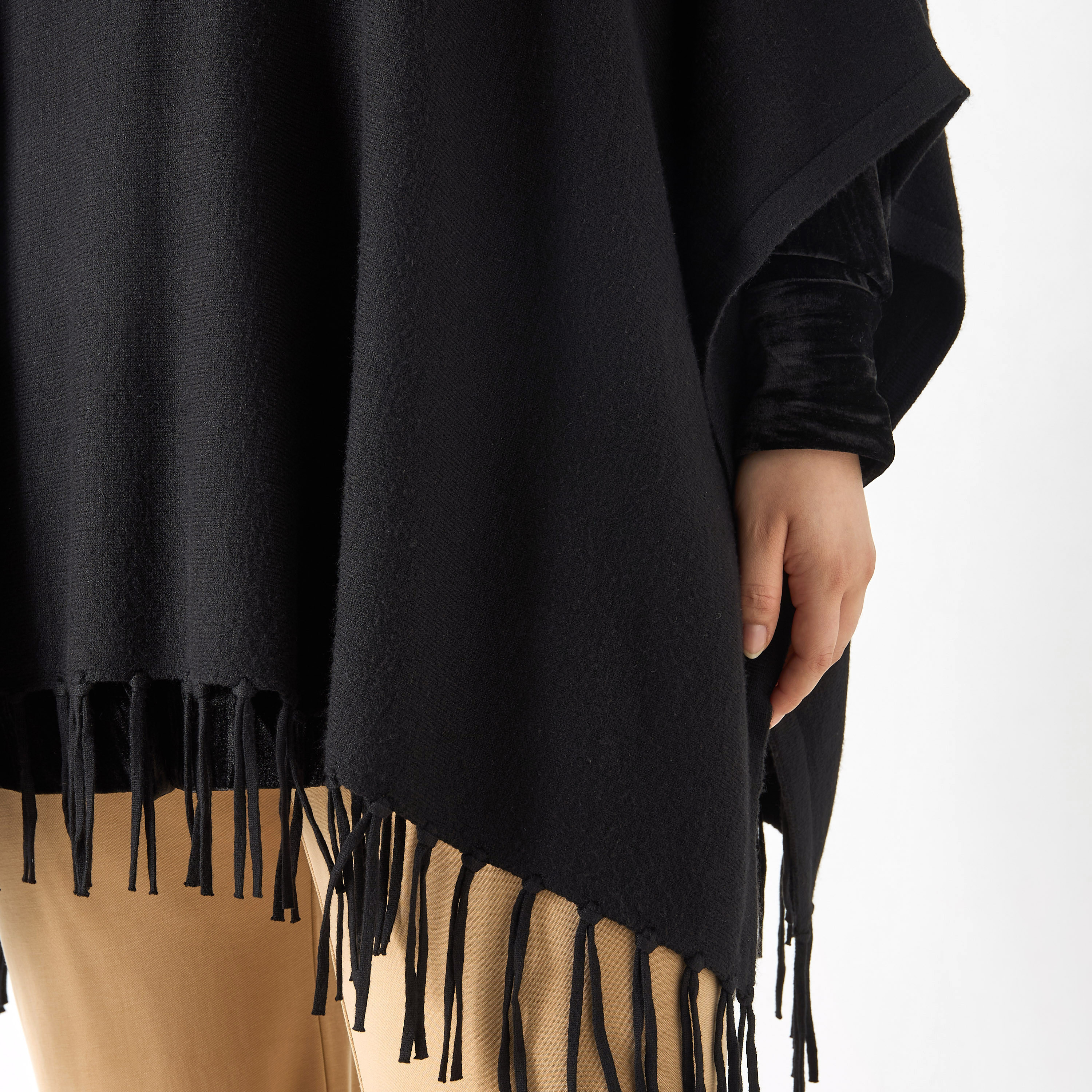 بونشو سادة بياقة مستديرة ومقاس كبير مع شرّابات من أولا بوبكن-women-winterwear-cardigansandjumpers-cardigans-image-9