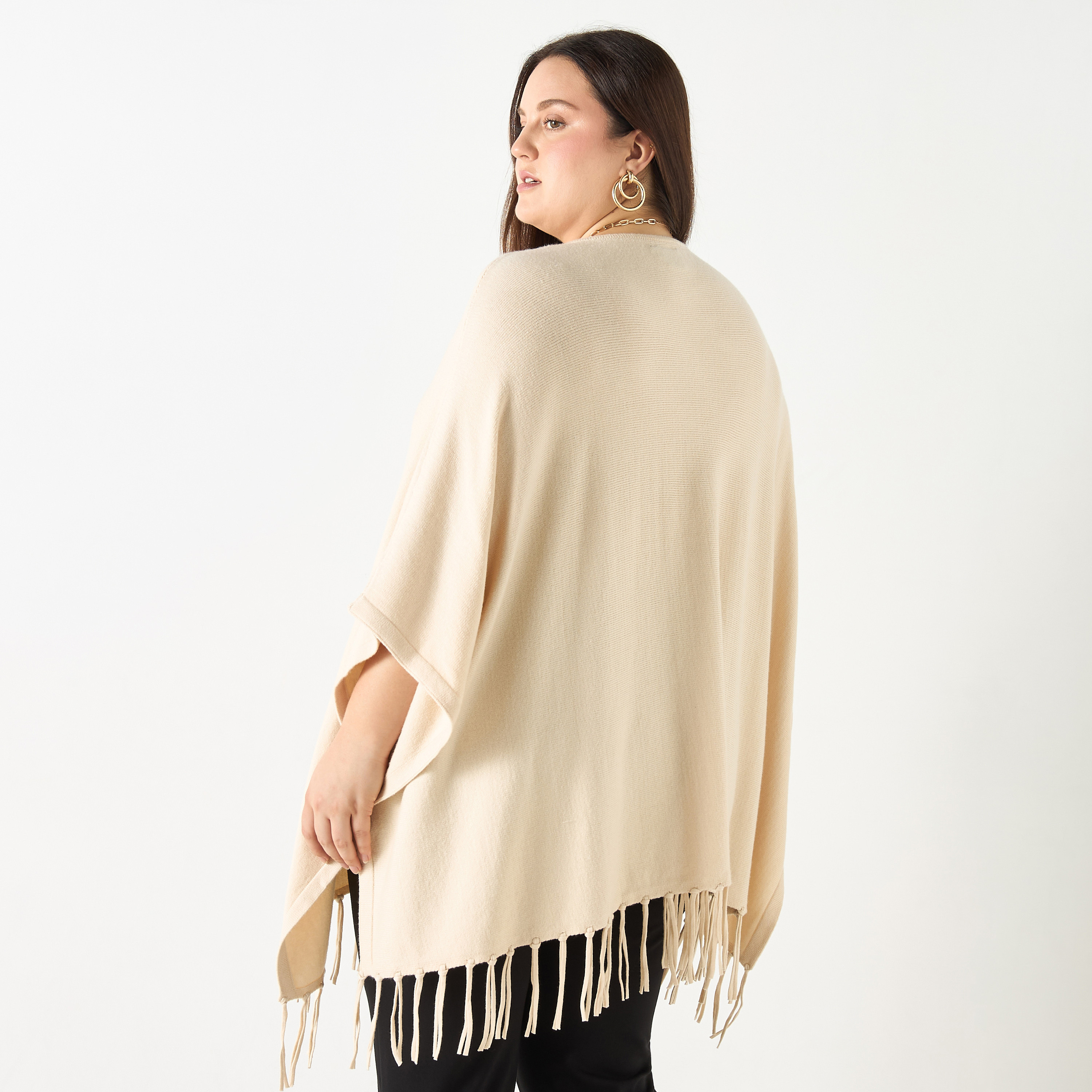 بونشو سادة بياقة مستديرة ومقاس كبير مع شرّابات من أولا بوبكن-women-winterwear-cardigansandjumpers-cardigans-image-3