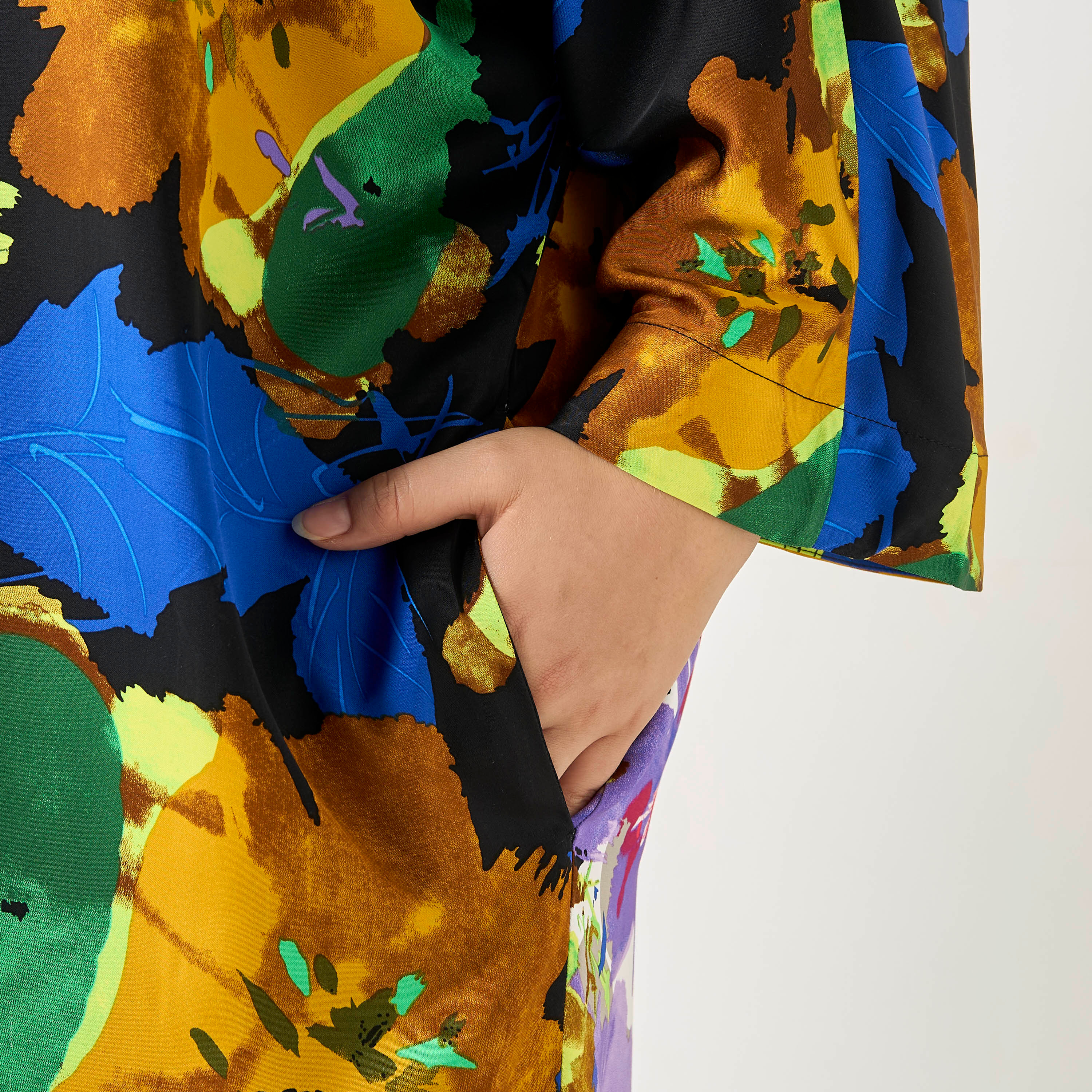 Plus Size Ulla Popken Floral Print Kaftan Viscose Dress with Pockets-women-clothing-dresses-image-4