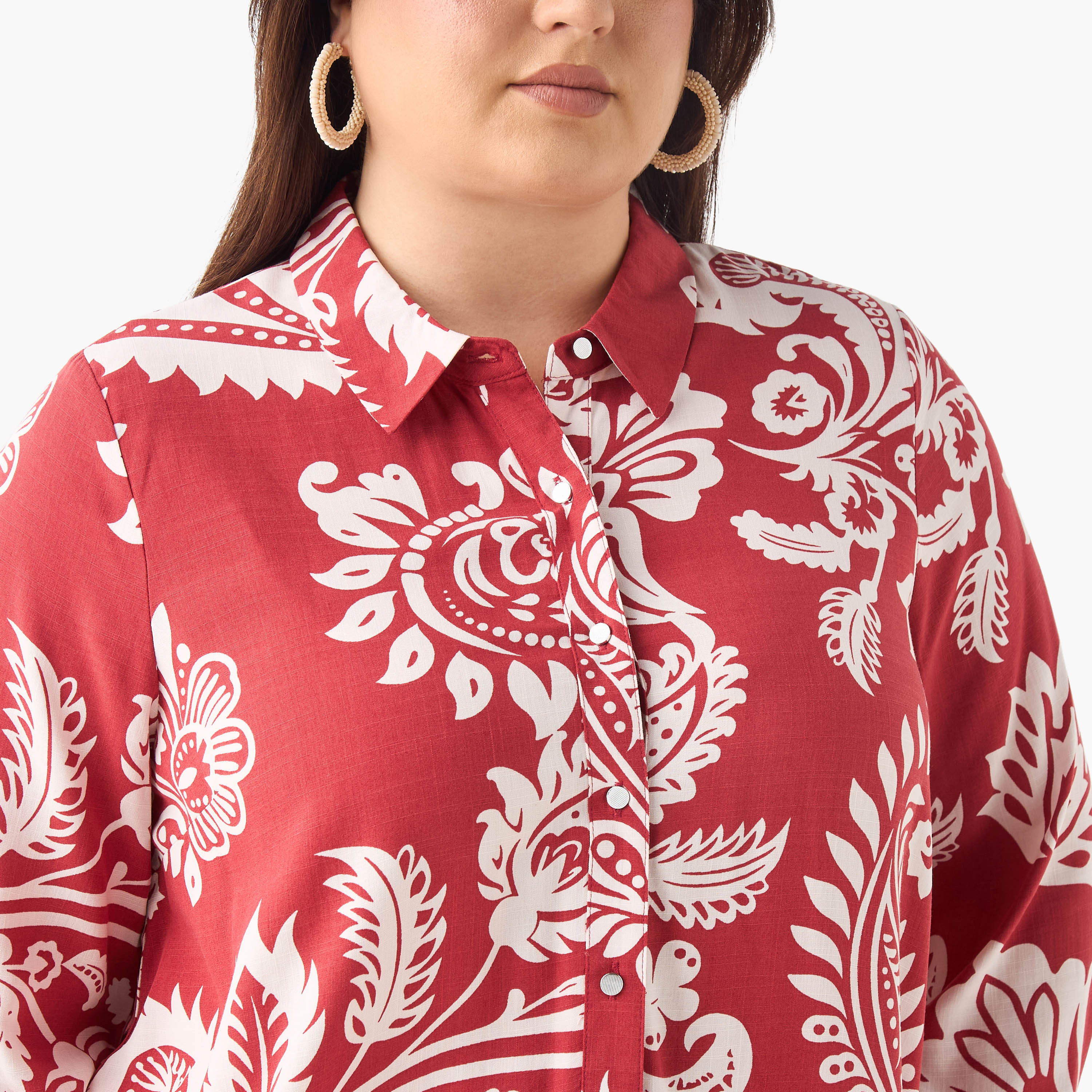 Plus Size Ulla Popken Printed Viscose Shirt with Collar and Long Sleeves-women-clothing-shirtsandblouses-shirts-image-4