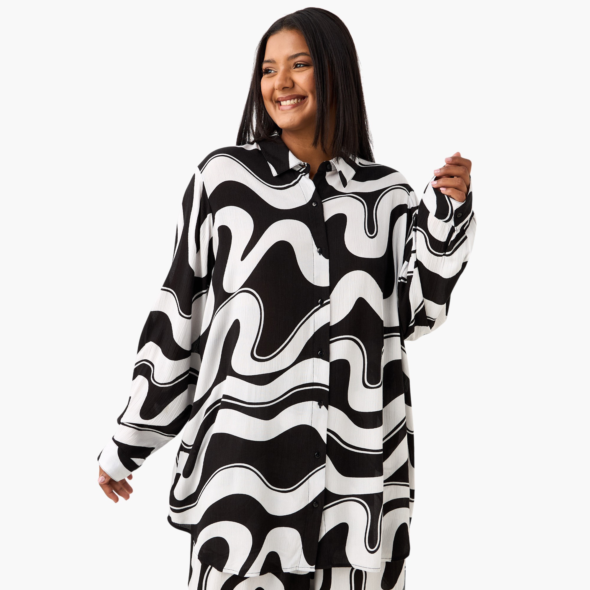 Plus Size Ulla Popken All-Over Print Viscose Shirt with Long Sleeves-women-clothing-shirtsandblouses-shirts-image-1