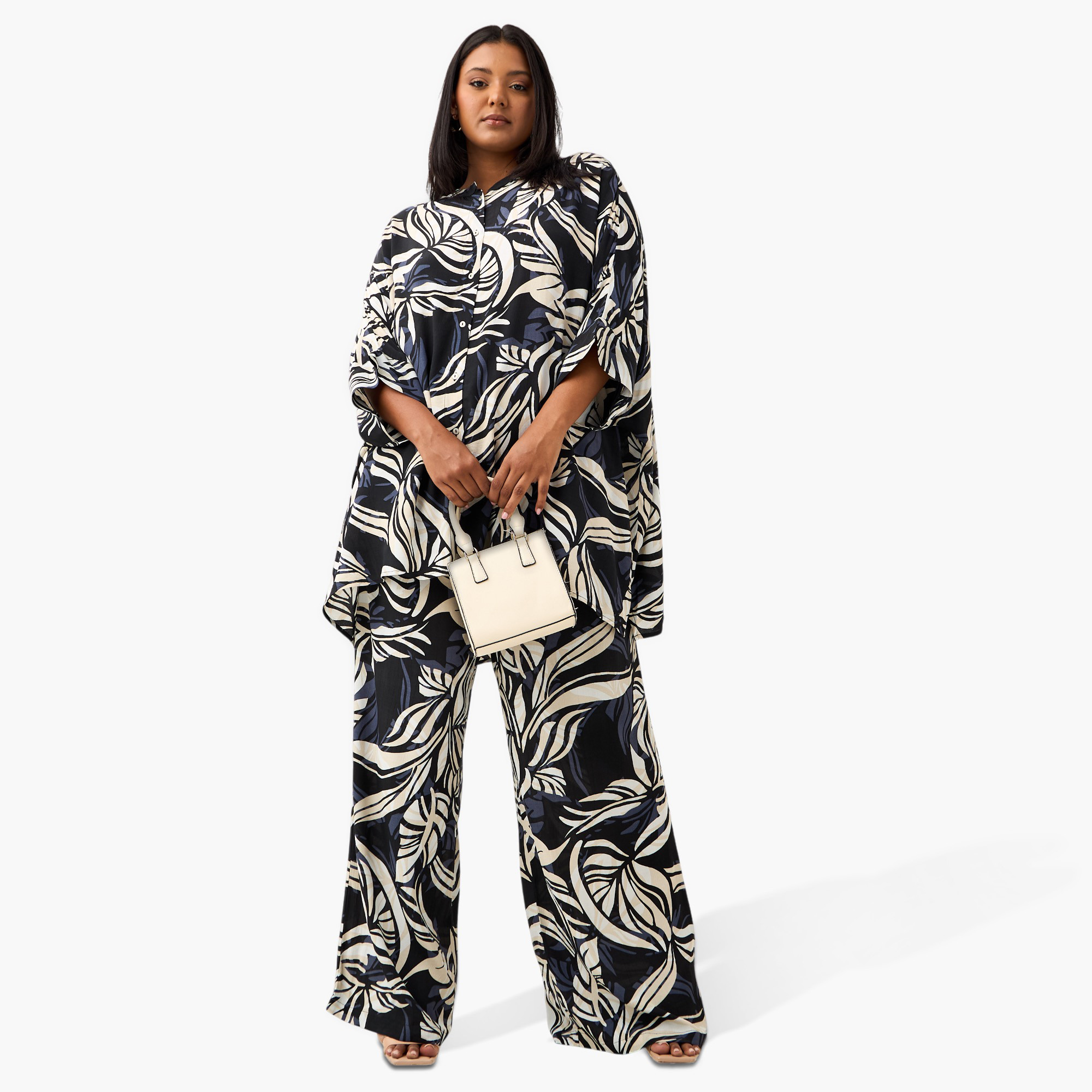 Plus Size Ulla Popken Leaf Print Regular Fit Flexi Waist Pants-women-clothing-coordsets-image-2