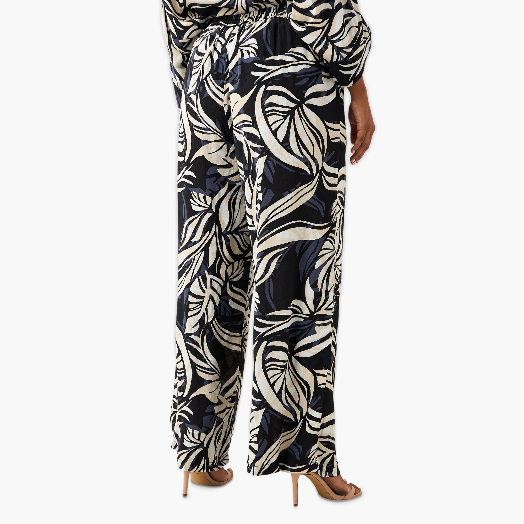 Plus Size Ulla Popken Leaf Print Regular Fit Flexi Waist Pants-women-clothing-coordsets-image-3