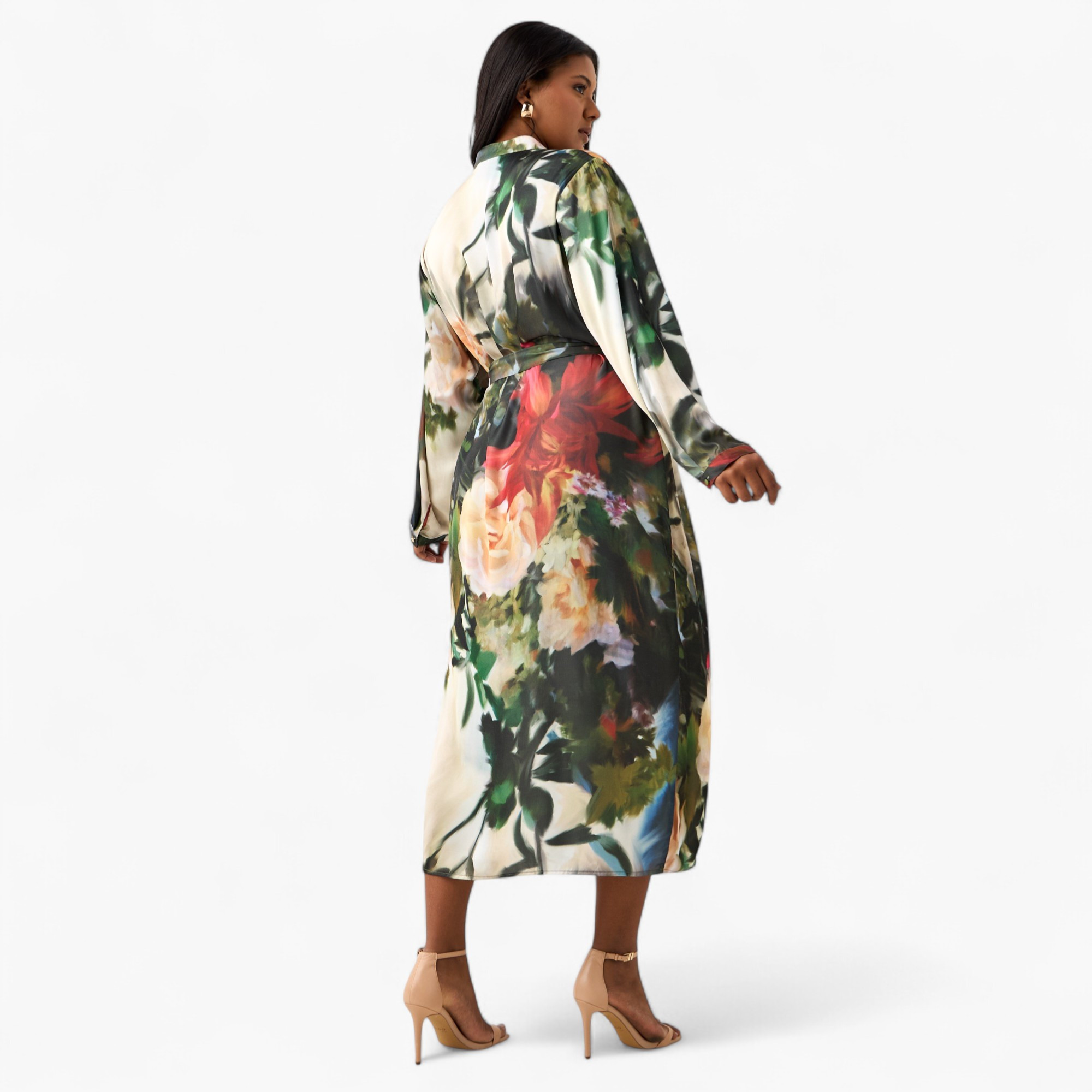 Plus Size Ulla Popken All-Over Floral Print Shirt Dress with Tie-Up Belt-women-clothing-dresses-image-3
