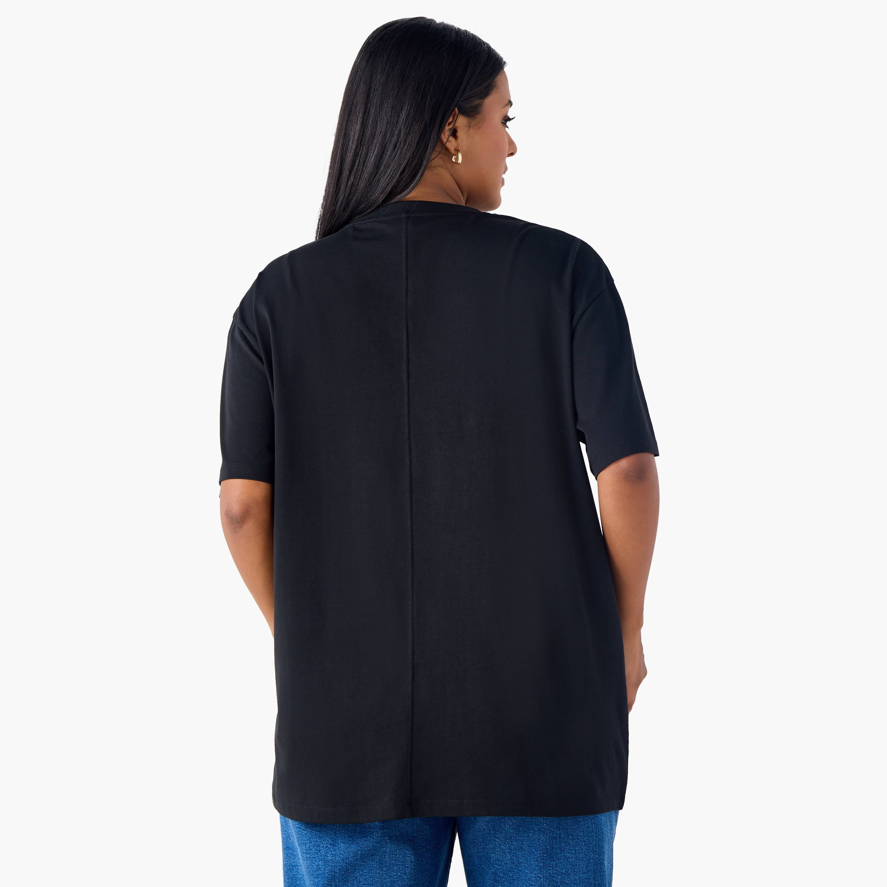 تيشيرت مزيّن زهور وياقة ضيقة مقاس كبير من أولا بوبكن-women-clothing-plussize-tshirts-image-3