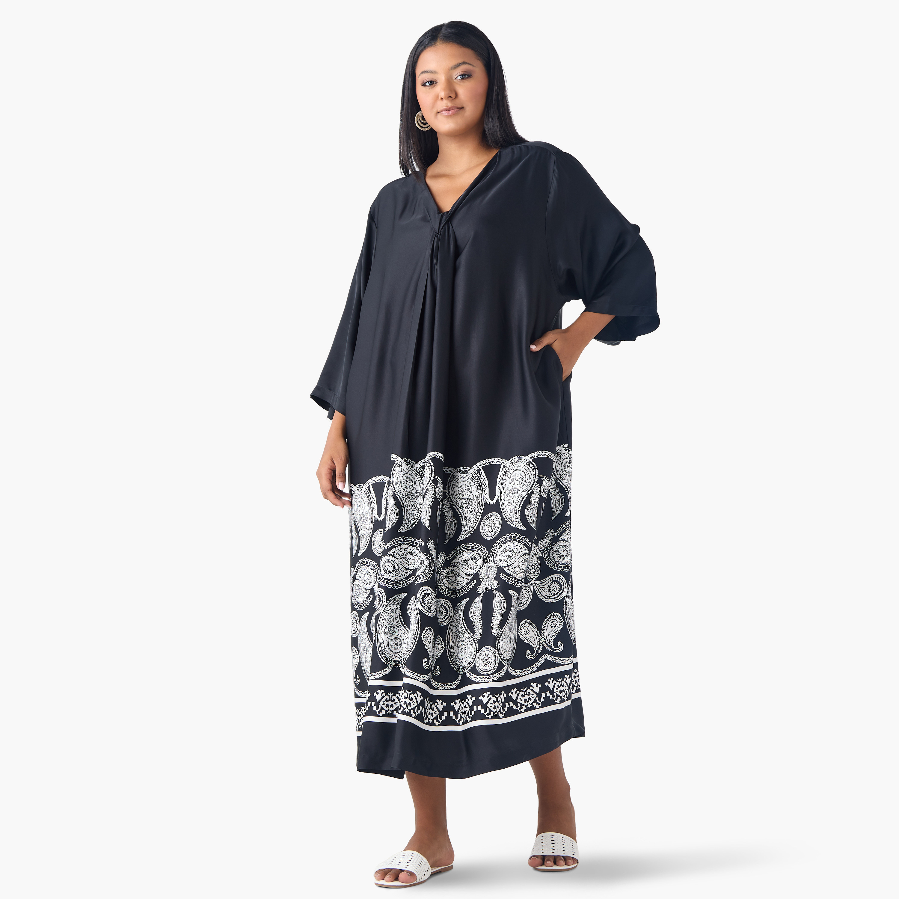 Plus Size Ulla Popken Paisley Print Kaftan Viscose Dress-women-clothing-dresses-image-1