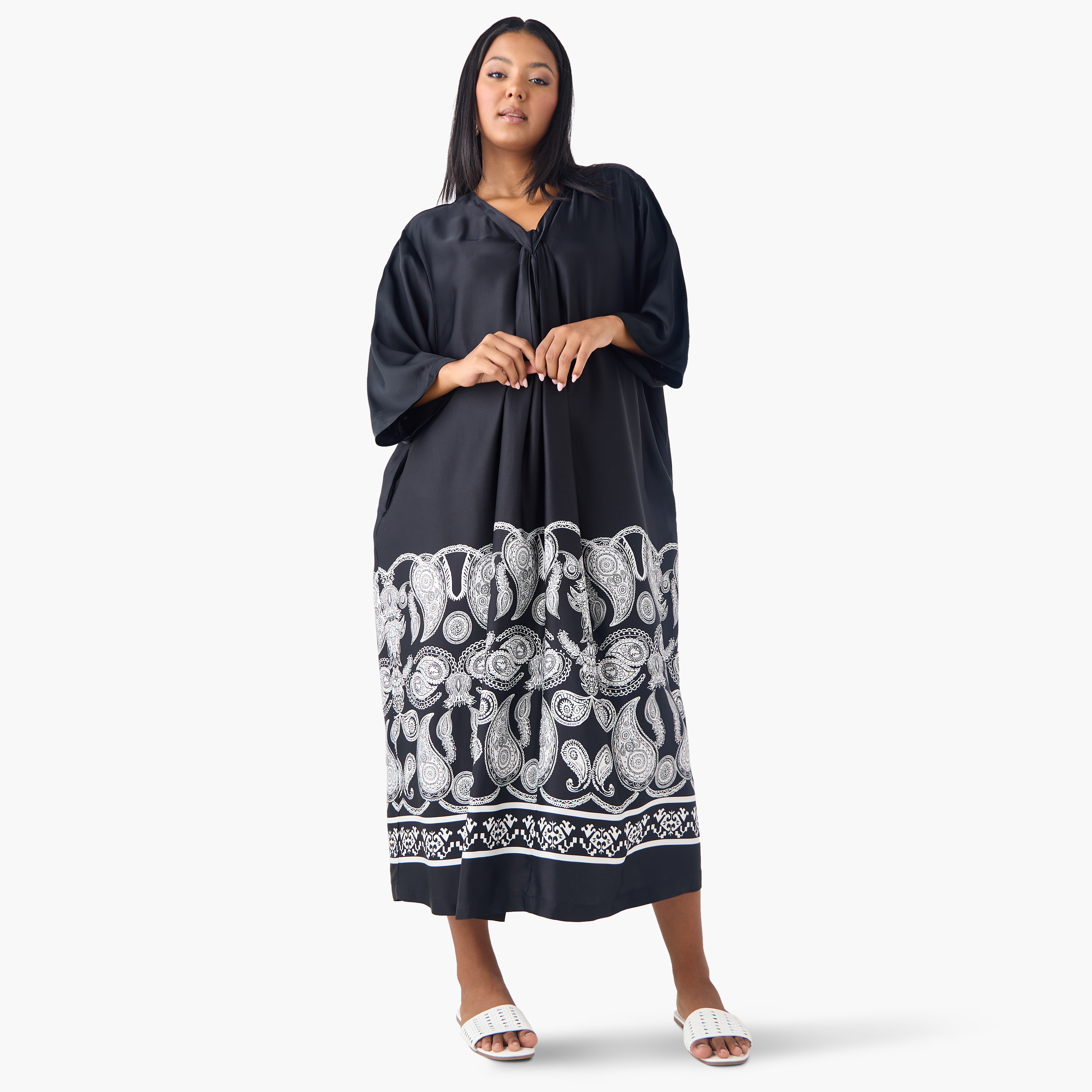 Plus Size Ulla Popken Paisley Print Kaftan Viscose Dress-women-clothing-dresses-image-2