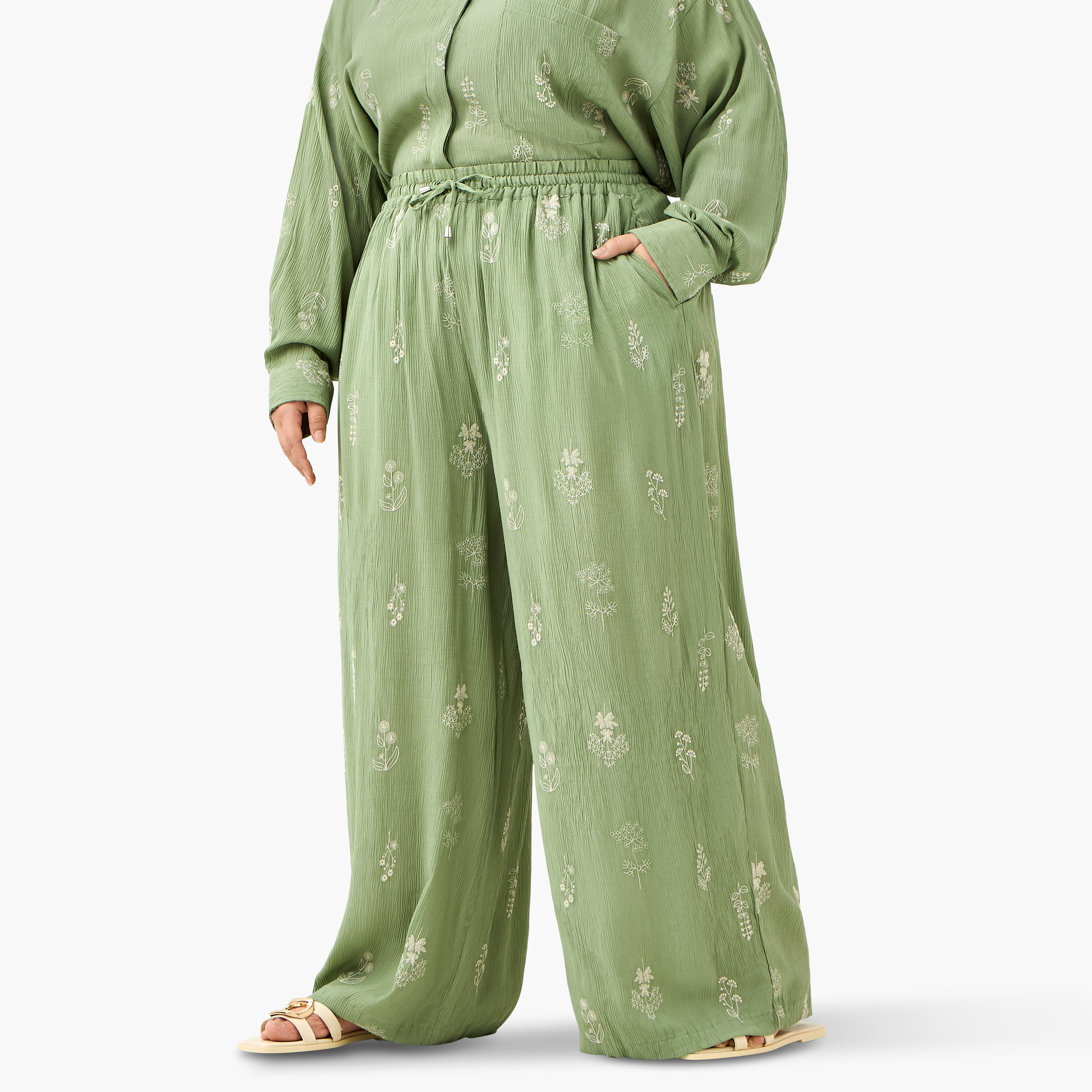 Plus Size Ulla Popken Embroidered Regular Fit Flexi Waist Pants-women-clothing-bottoms-trousers-image-1