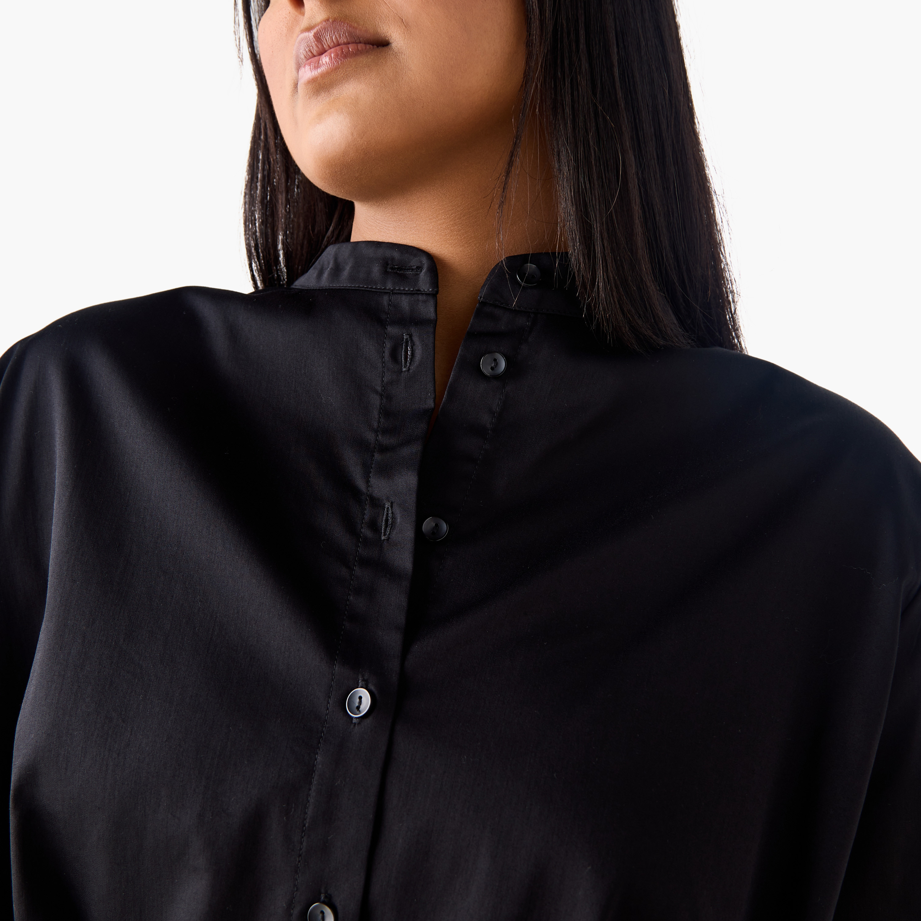 Plus Size Ulla Popken Shirt with Mandarin Collar and 3/4 Sleeves-women-clothing-shirtsandblouses-shirts-image-4
