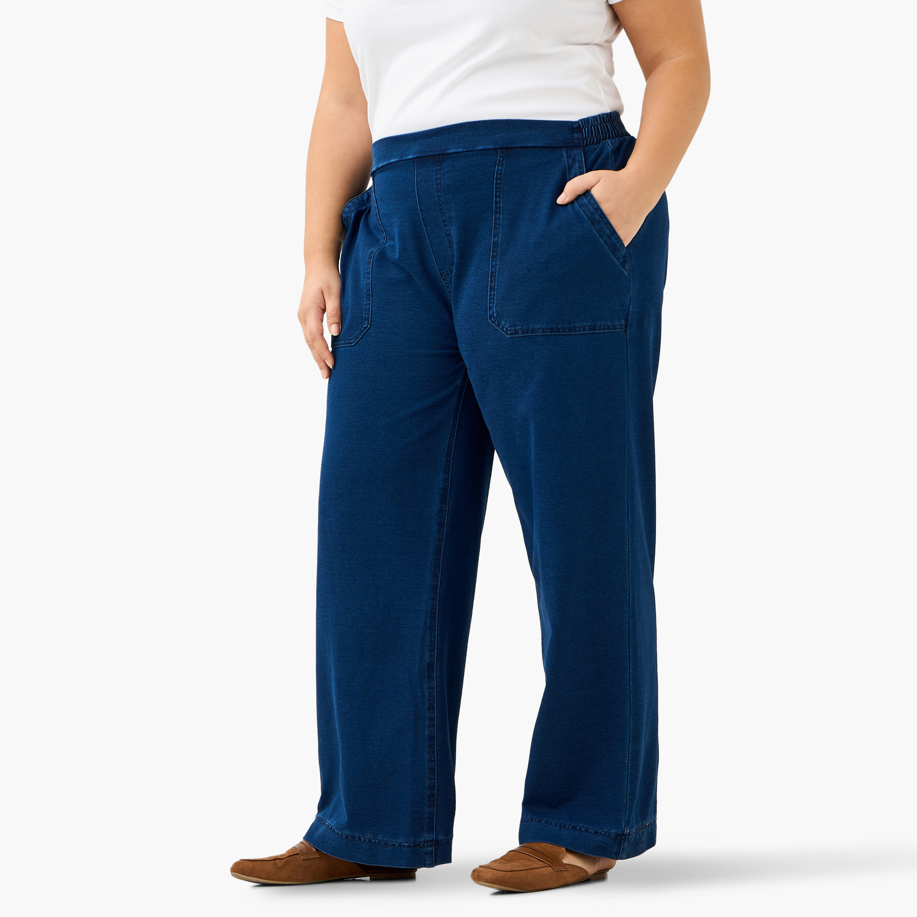 Plus Size Ulla Popken Regular Fit Flexi Waist Jeans with Pockets-women-clothing-bottoms-jeans-image-1