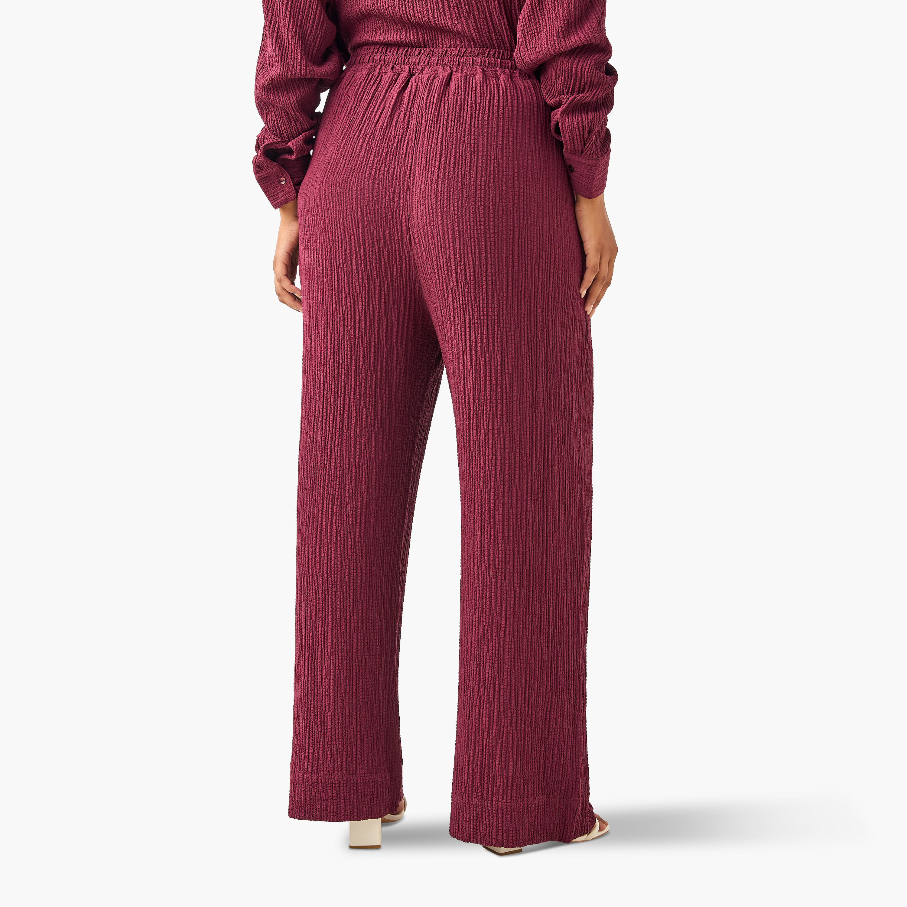 Plus Size Ulla Popken Regular Fit Textured Pants with Pockets-women-clothing-bottoms-trousers-image-3