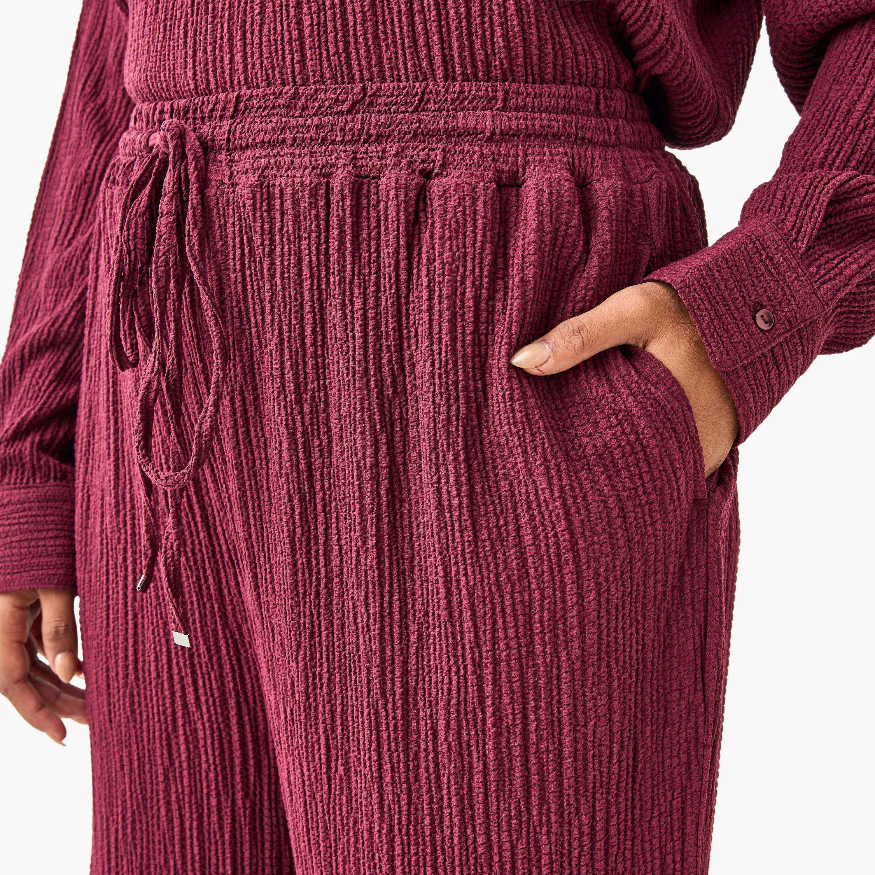 Plus Size Ulla Popken Regular Fit Textured Pants with Pockets-women-clothing-bottoms-trousers-image-4