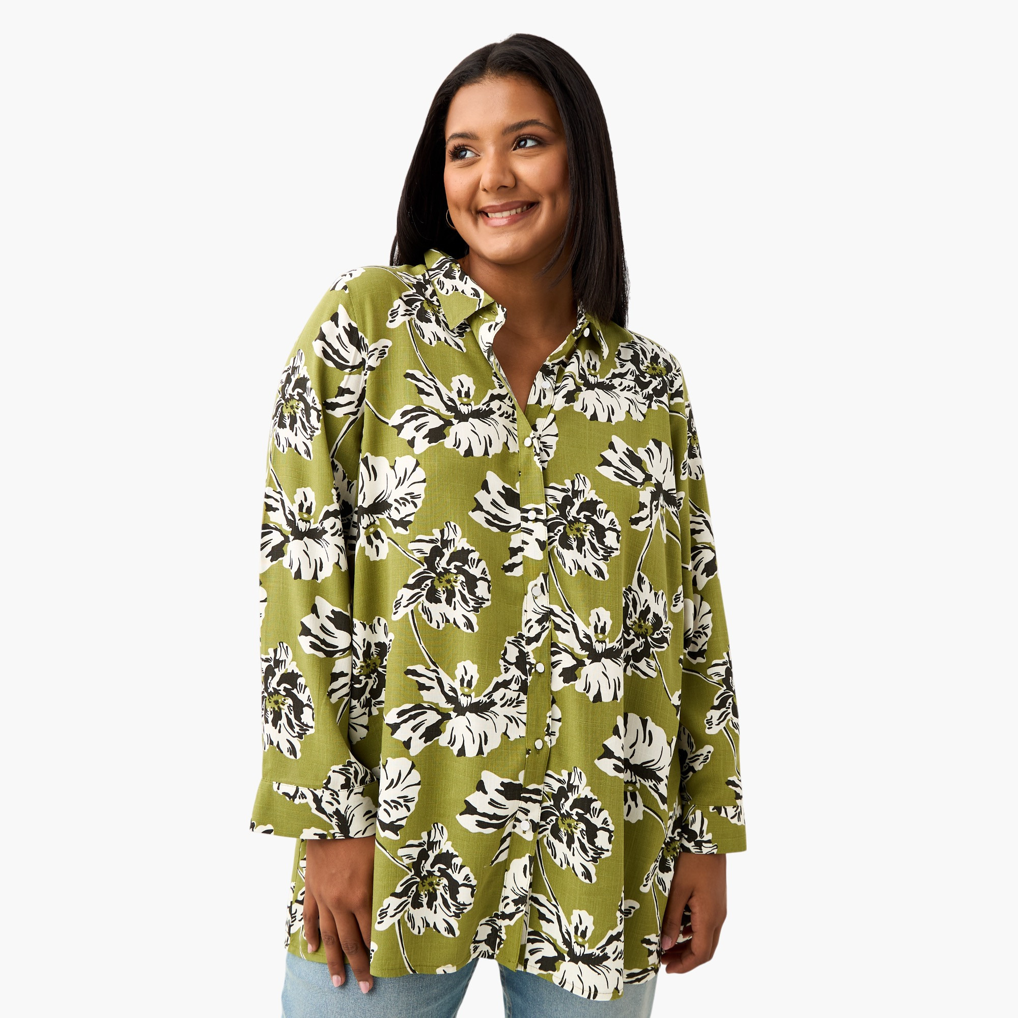 Plus Size Ulla Popken All-Over Floral Print Viscose Shirt-women-clothing-shirtsandblouses-shirts-image-1