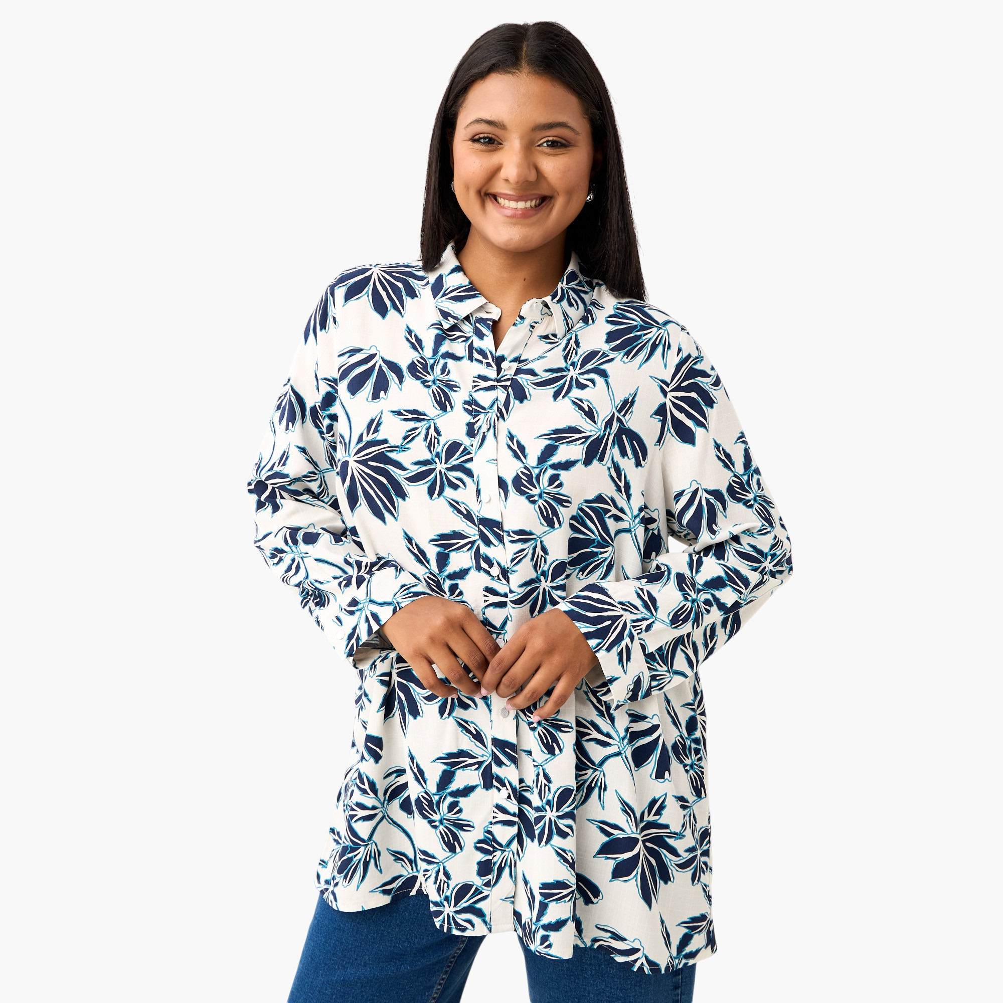 Plus Size Ulla Popken All-Over Floral Print Viscose Shirt-women-clothing-shirtsandblouses-shirts-image-1
