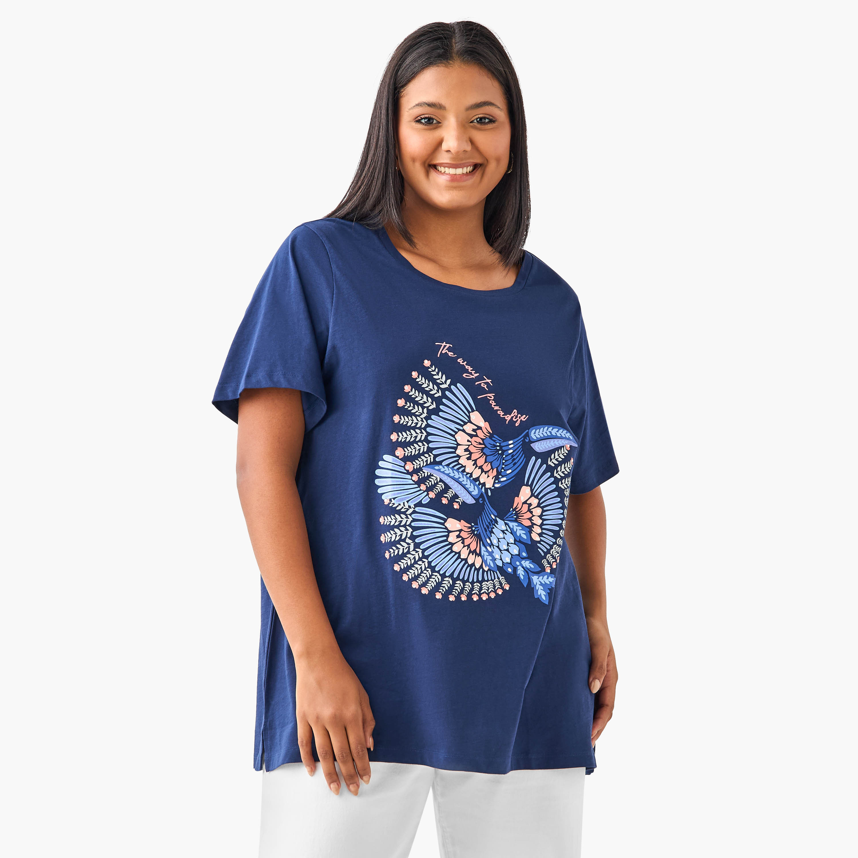Plus Size Ulla Popken Graphic Print Cotton T-shirt-women-clothing-tshirts-image-1
