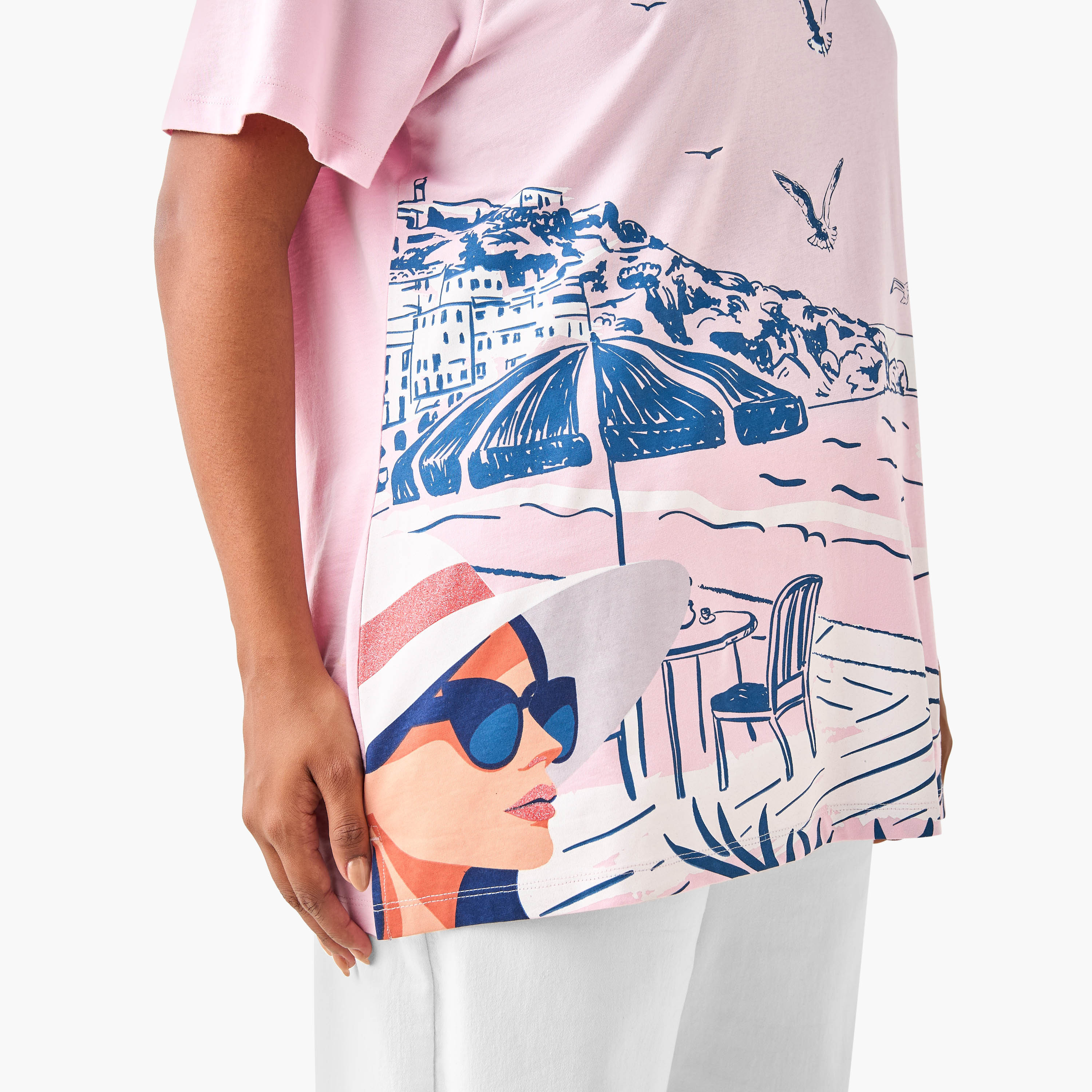 Plus Size Ulla Popken Graphic Print Cotton T-shirt-women-clothing-tshirts-image-4