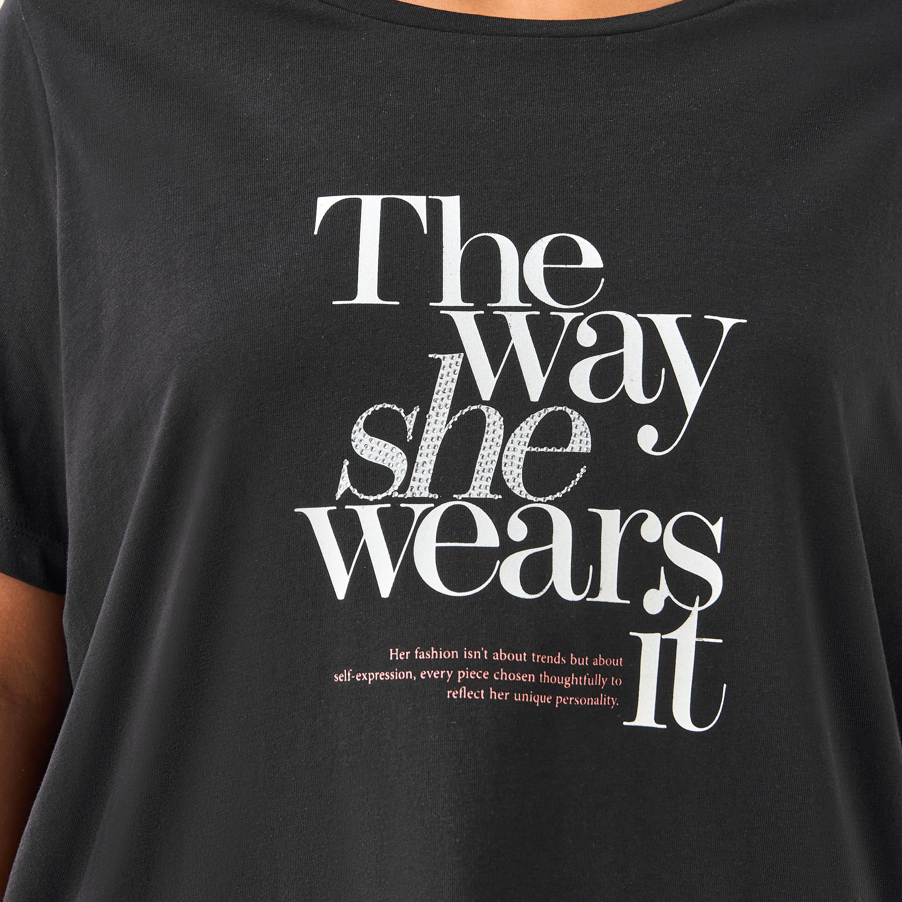 Plus Size Ulla Popken Slogan Print T-shirt-women-clothing-tshirts-image-4