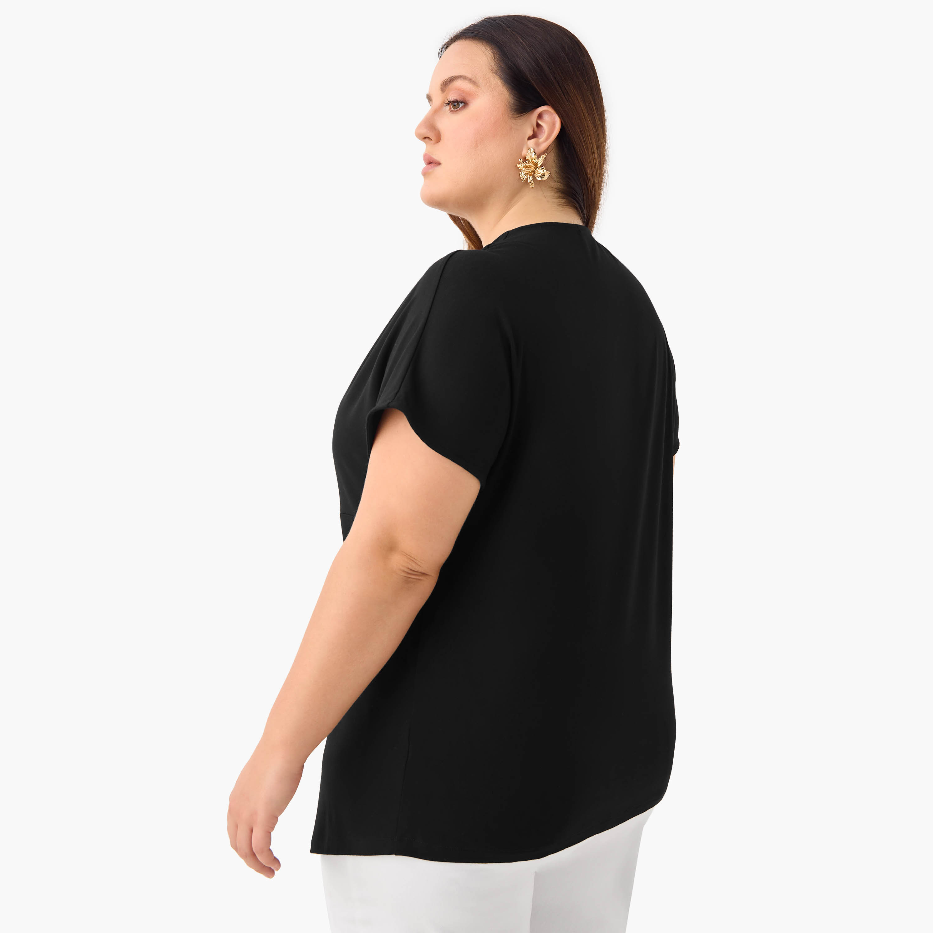 Plus Size Ulla Popken Knot Detail V-neck Top-women-clothing-shirtsandblouses-blouses-image-3