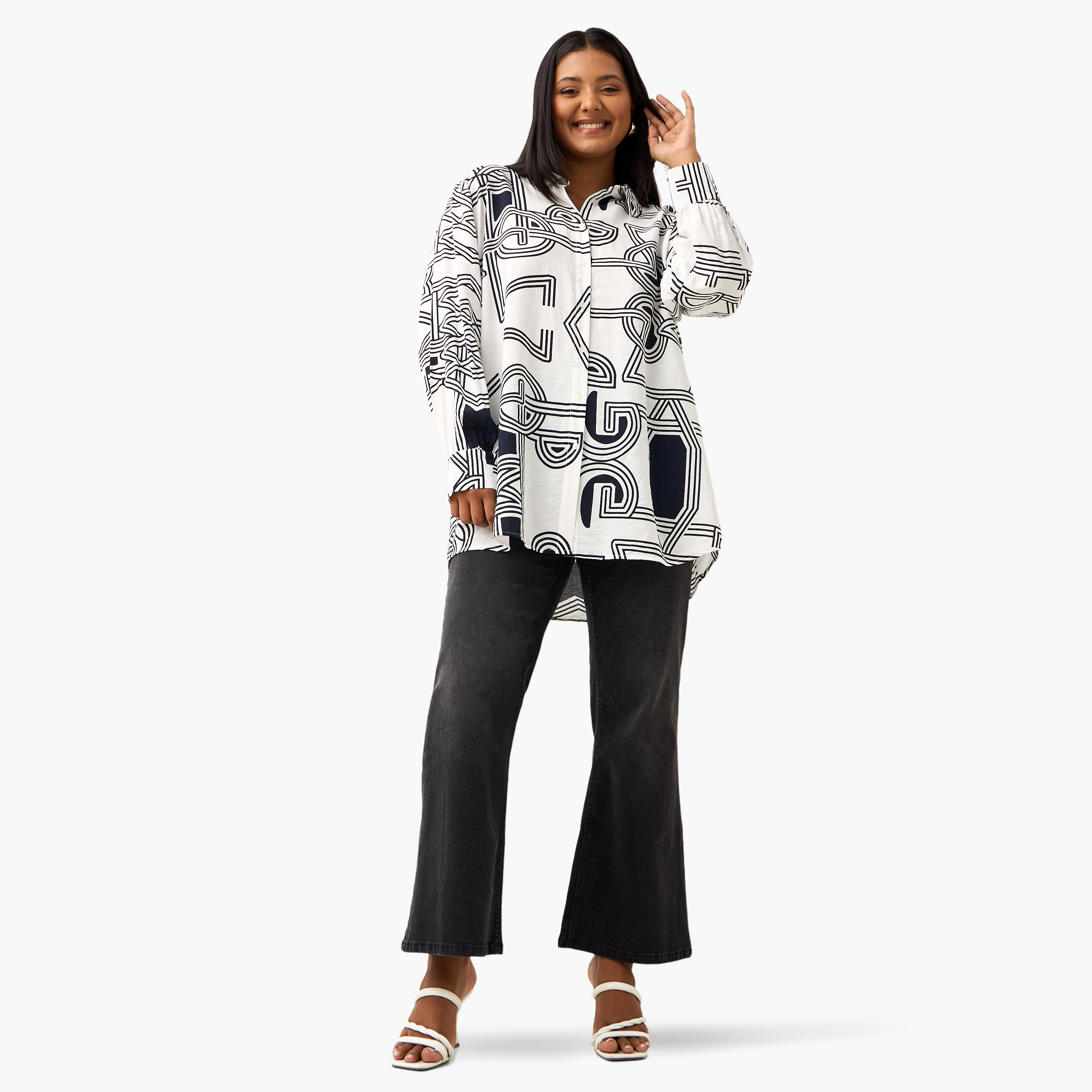 Plus Size Ulla Popken Printed Shirt with Long Sleeves-women-clothing-shirtsandblouses-shirts-image-2