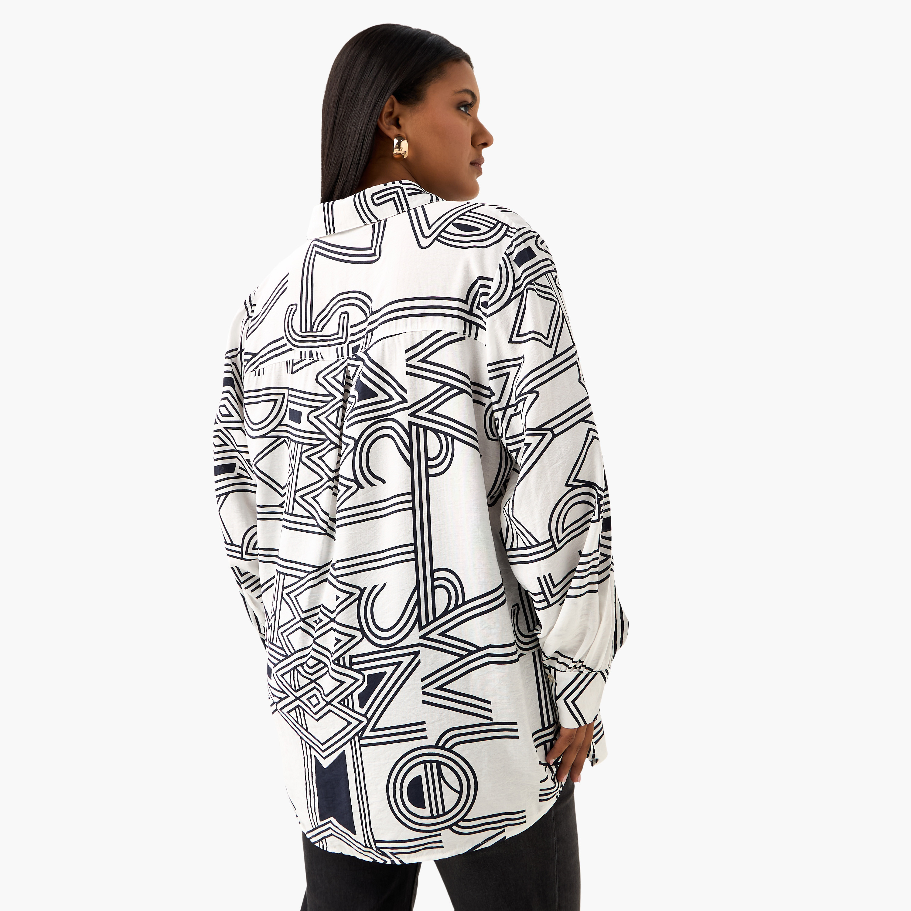 Plus Size Ulla Popken Printed Shirt with Long Sleeves-women-clothing-shirtsandblouses-shirts-image-3