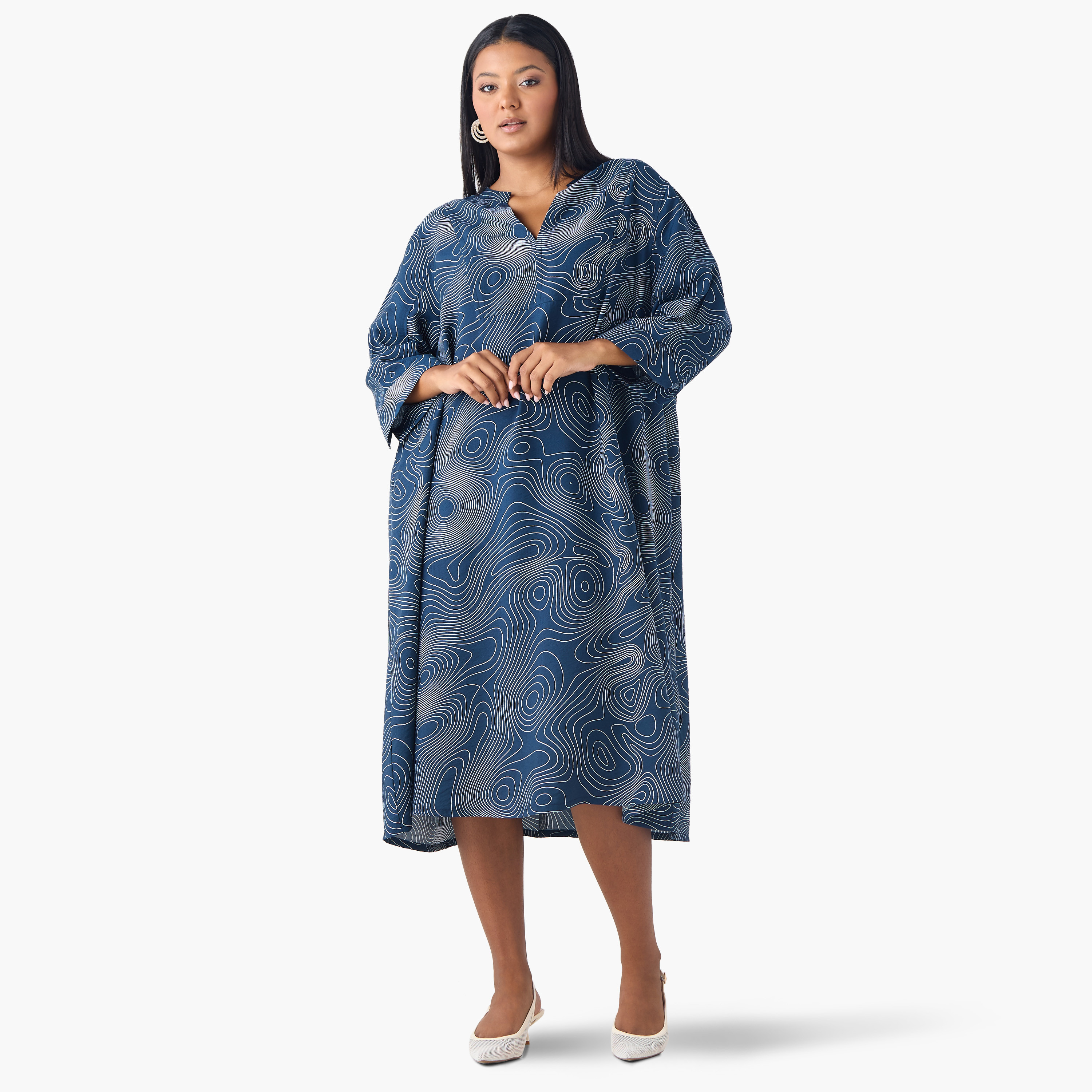 Plus Size Ulla Popken Printed A-line Dress-women-clothing-dresses-image-1