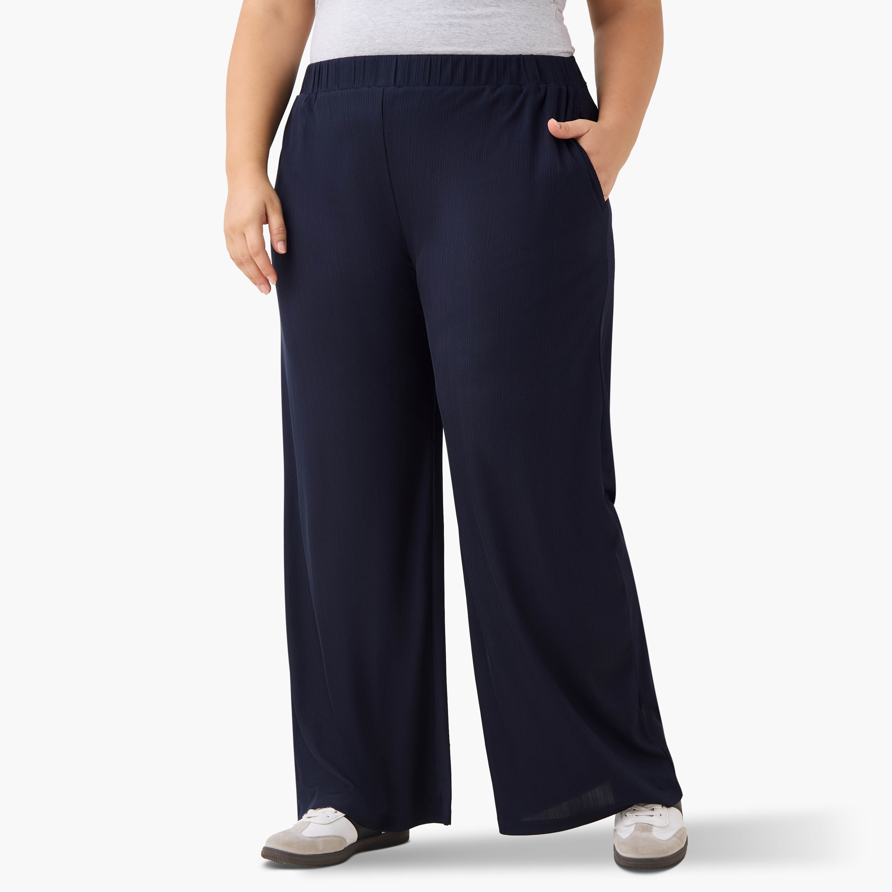 بنطلون واسع بكسرات بليسيه وجيوب مقاس كبير من أولا بوبكين-women-clothing-trousers-image-1