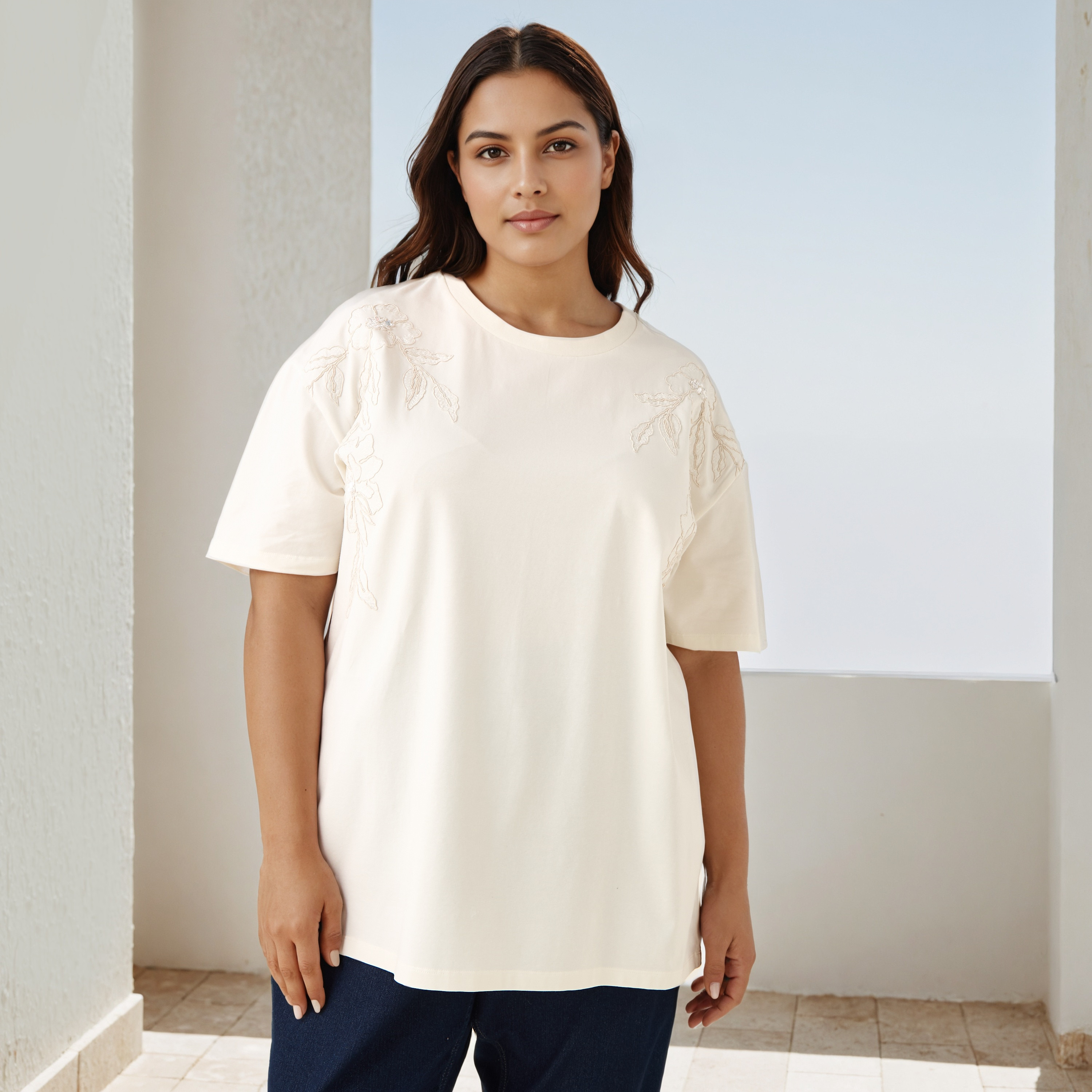 Plus Size Ulla Popken Floral Embroidered T-shirt-women-clothing-tshirts-image-1