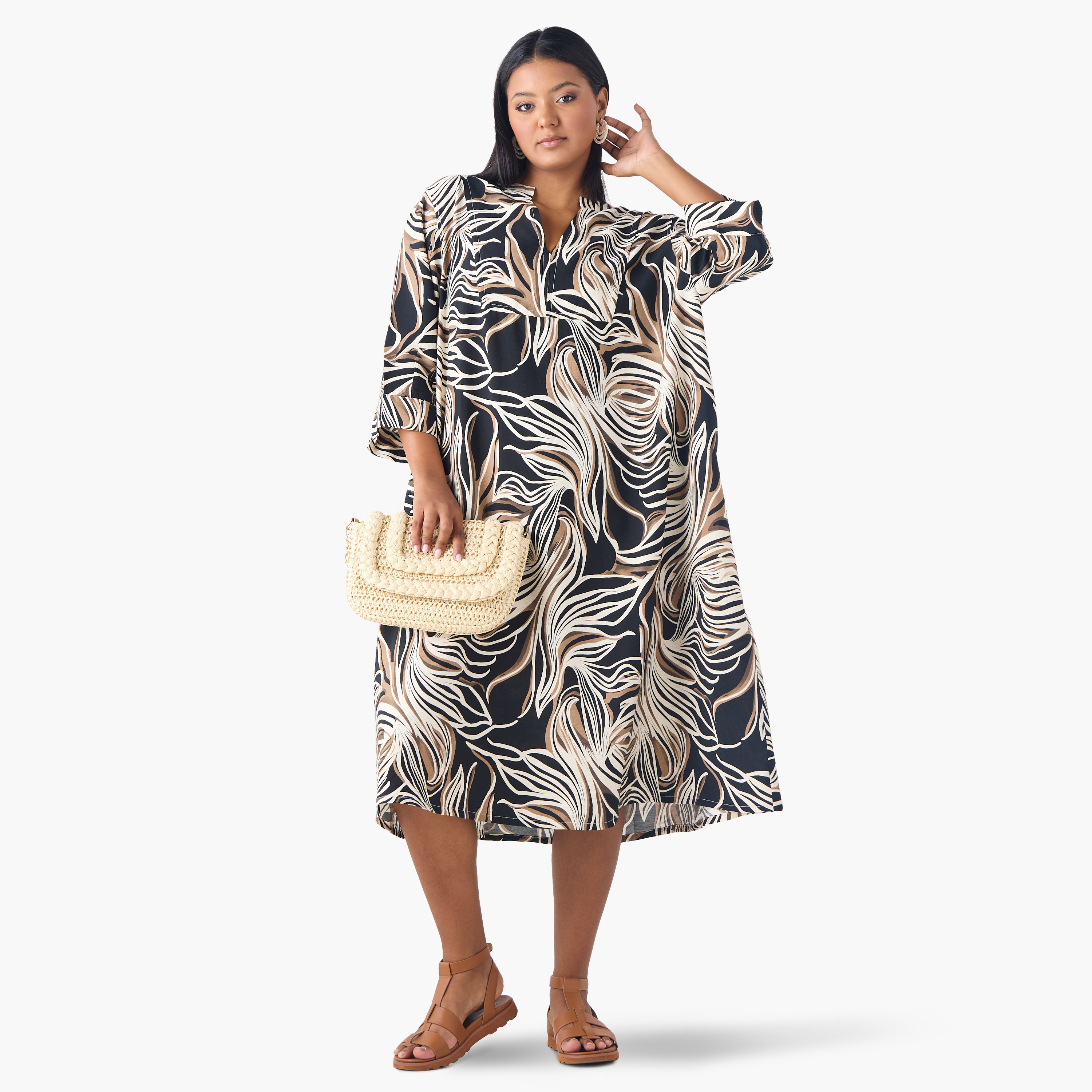 Plus Size Ulla Popken Printed A-line Dress-women-clothing-dresses-image-1