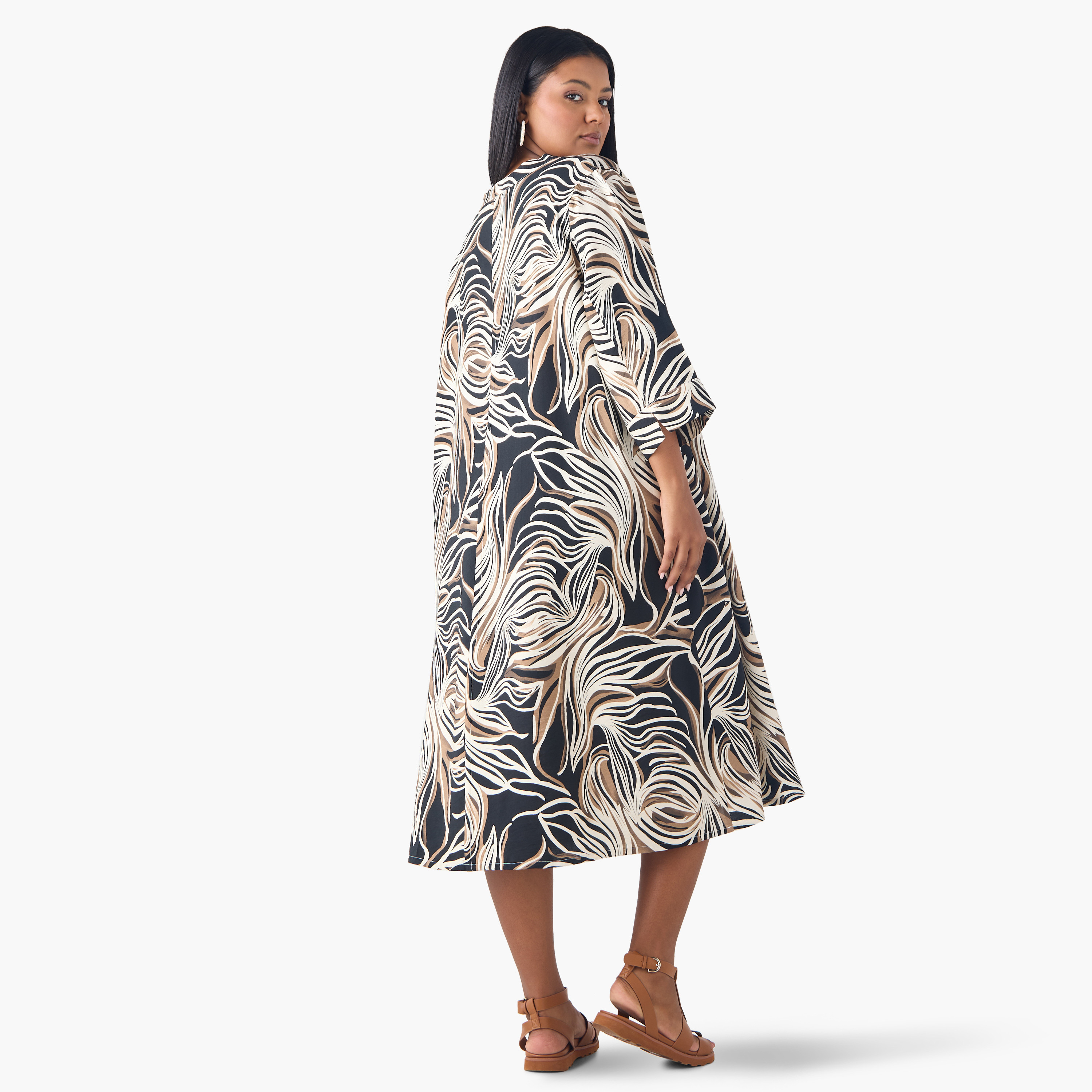 Plus Size Ulla Popken Printed A-line Dress-women-clothing-dresses-image-3