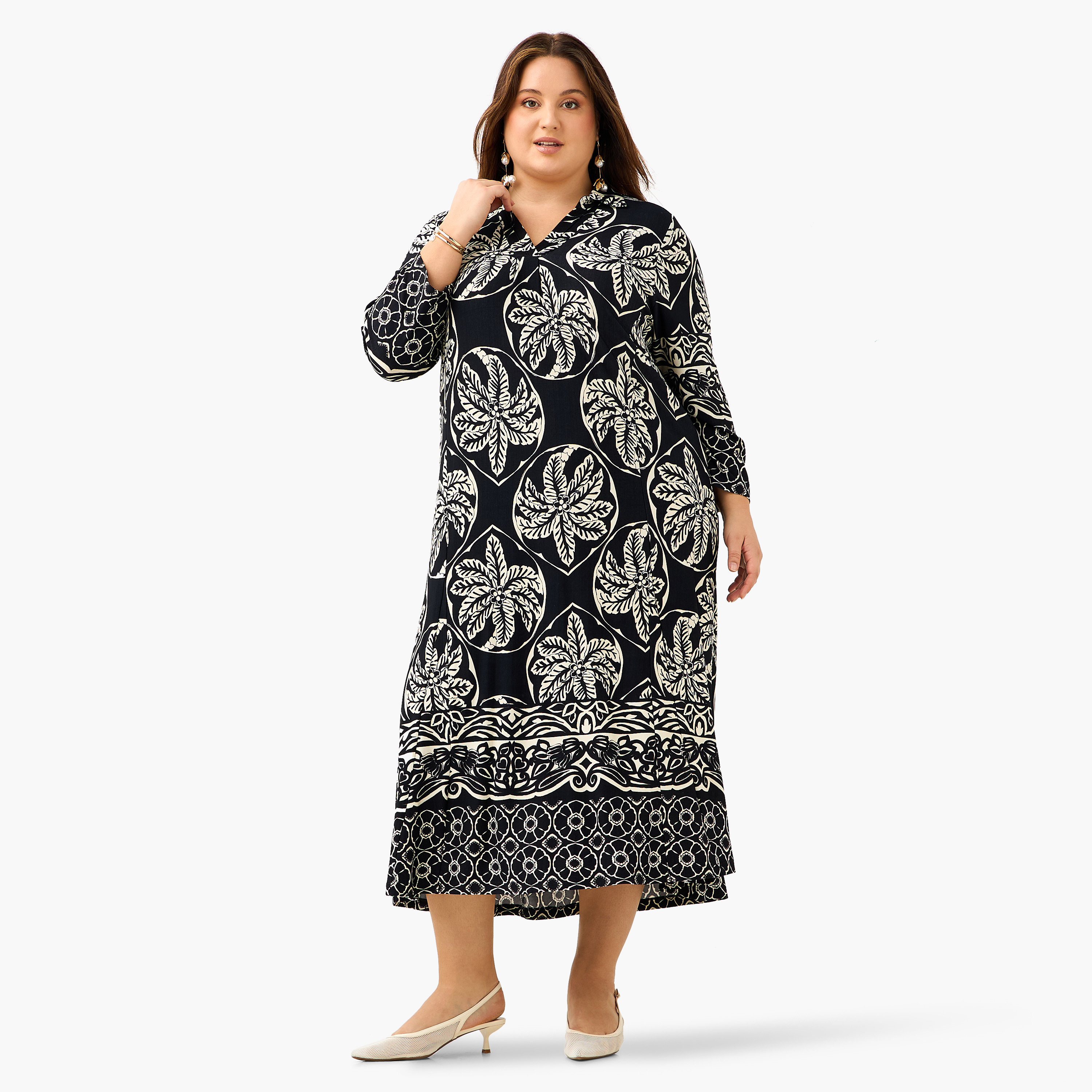 فستان بمقاس كبير وياقة وطبعات زهرية من أولا بوبكين-women-clothing-dresses-image-2
