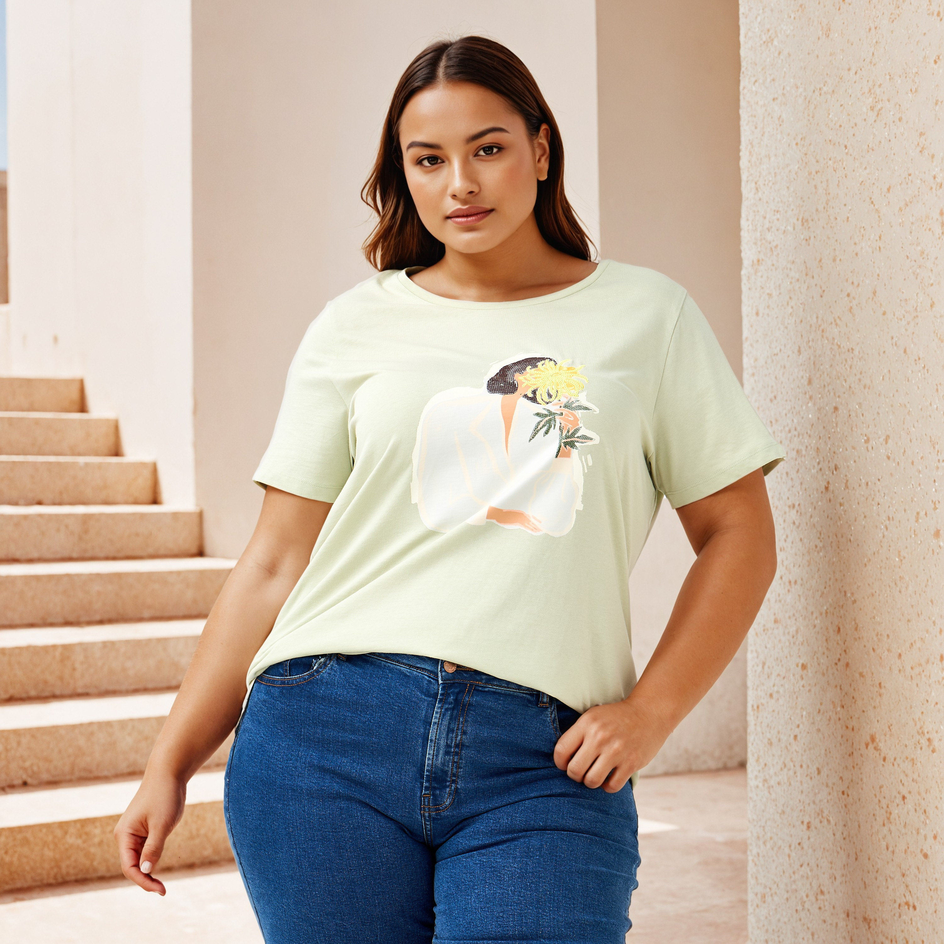 Plus Size Ulla Popken Printed T-shirt-women-clothing-tshirts-image-1