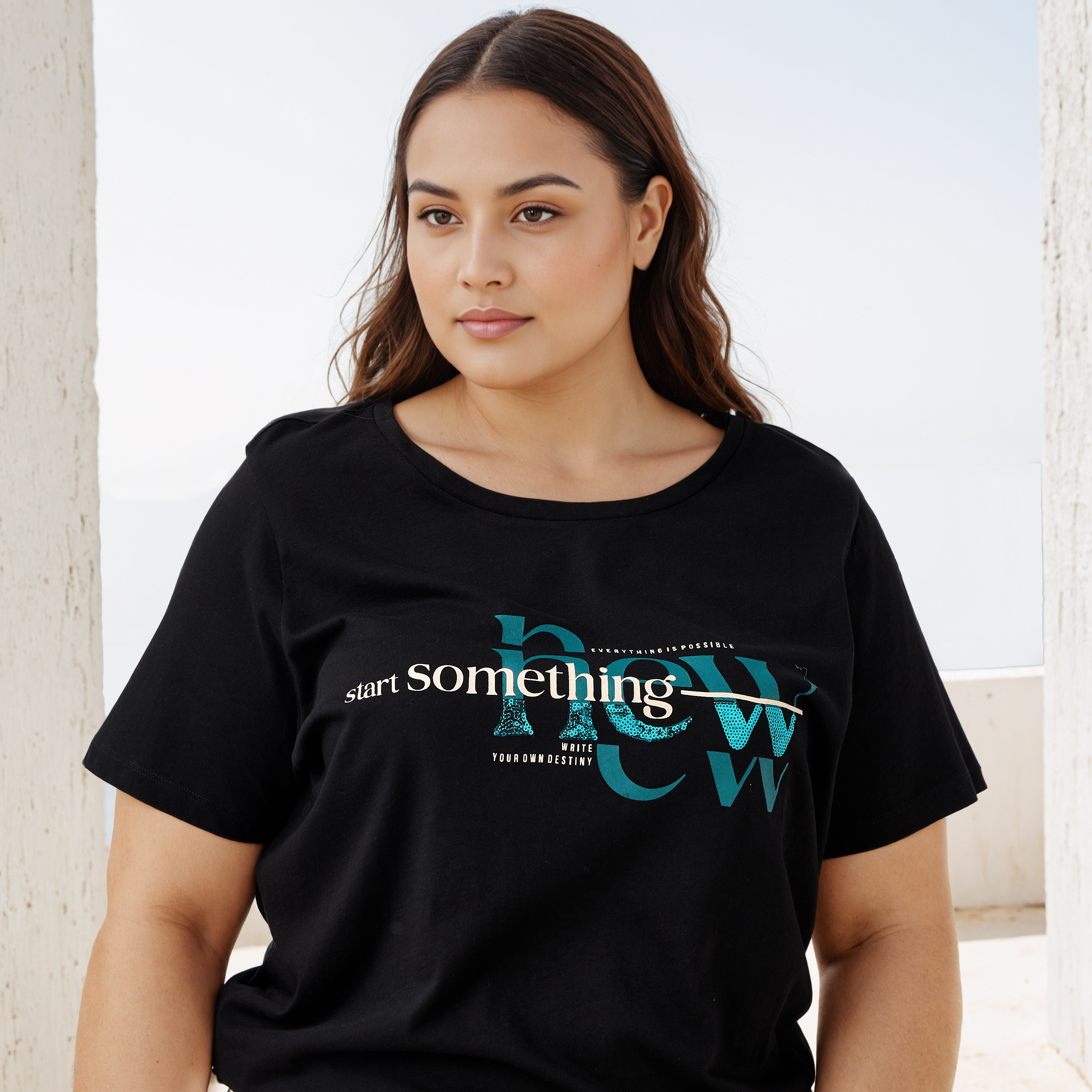 Plus Size Ulla Popken Slogan Print T-shirt-women-clothing-tshirts-image-5