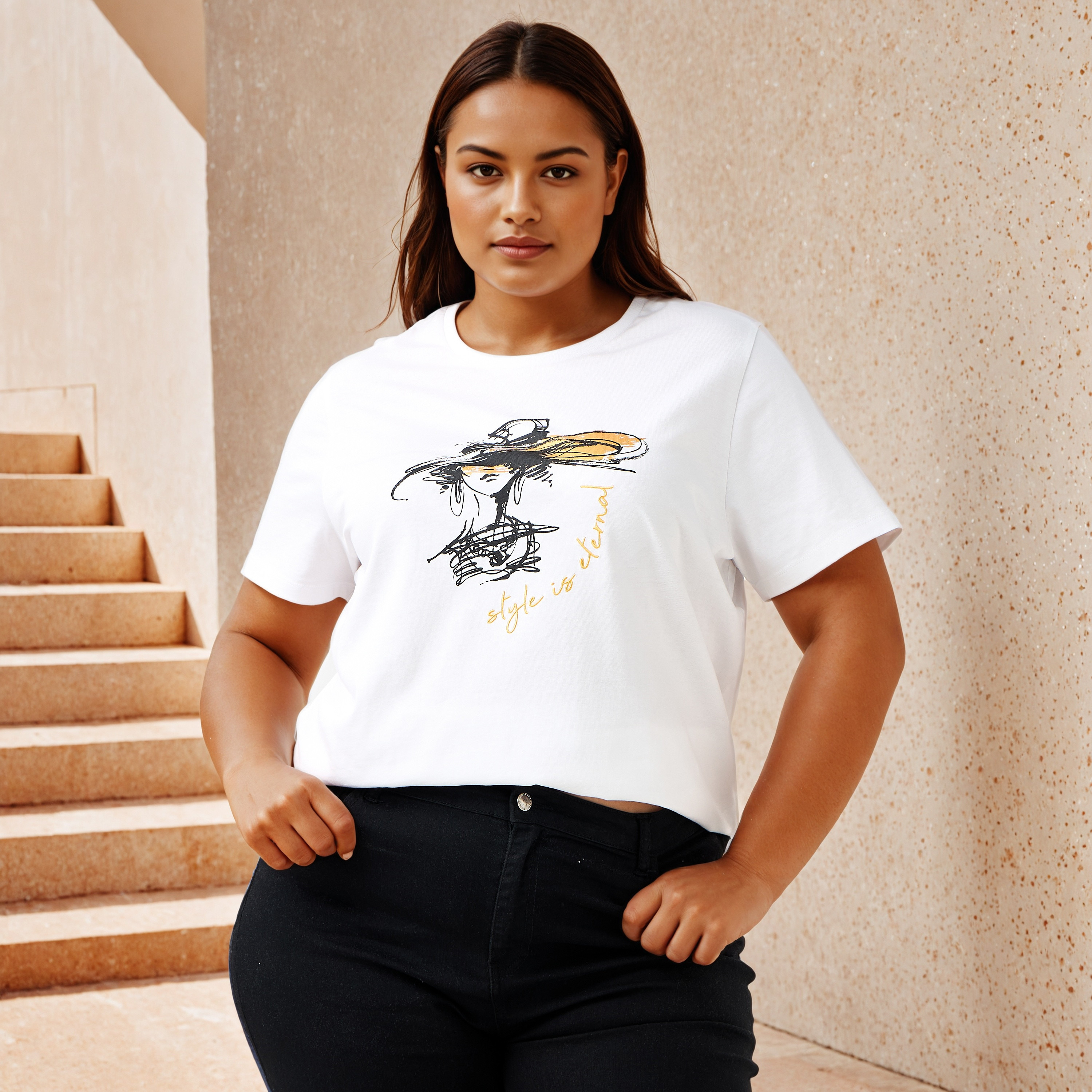 Plus Size Ulla Popken Printed Cotton T-shirt-women-clothing-tshirts-image-1
