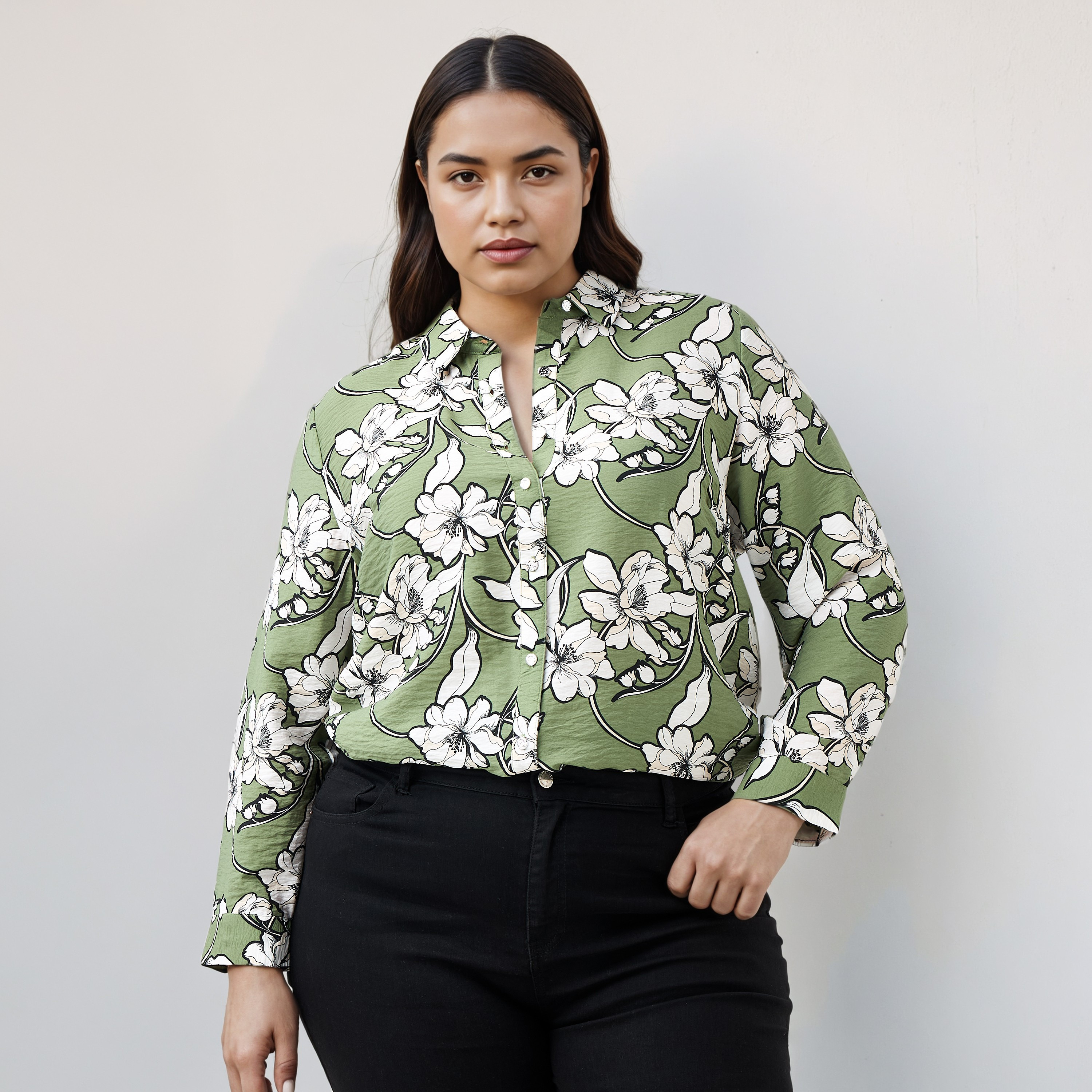 Plus Size Ulla Popken Floral Print Shirt-women-clothing-shirtsandblouses-shirts-image-1