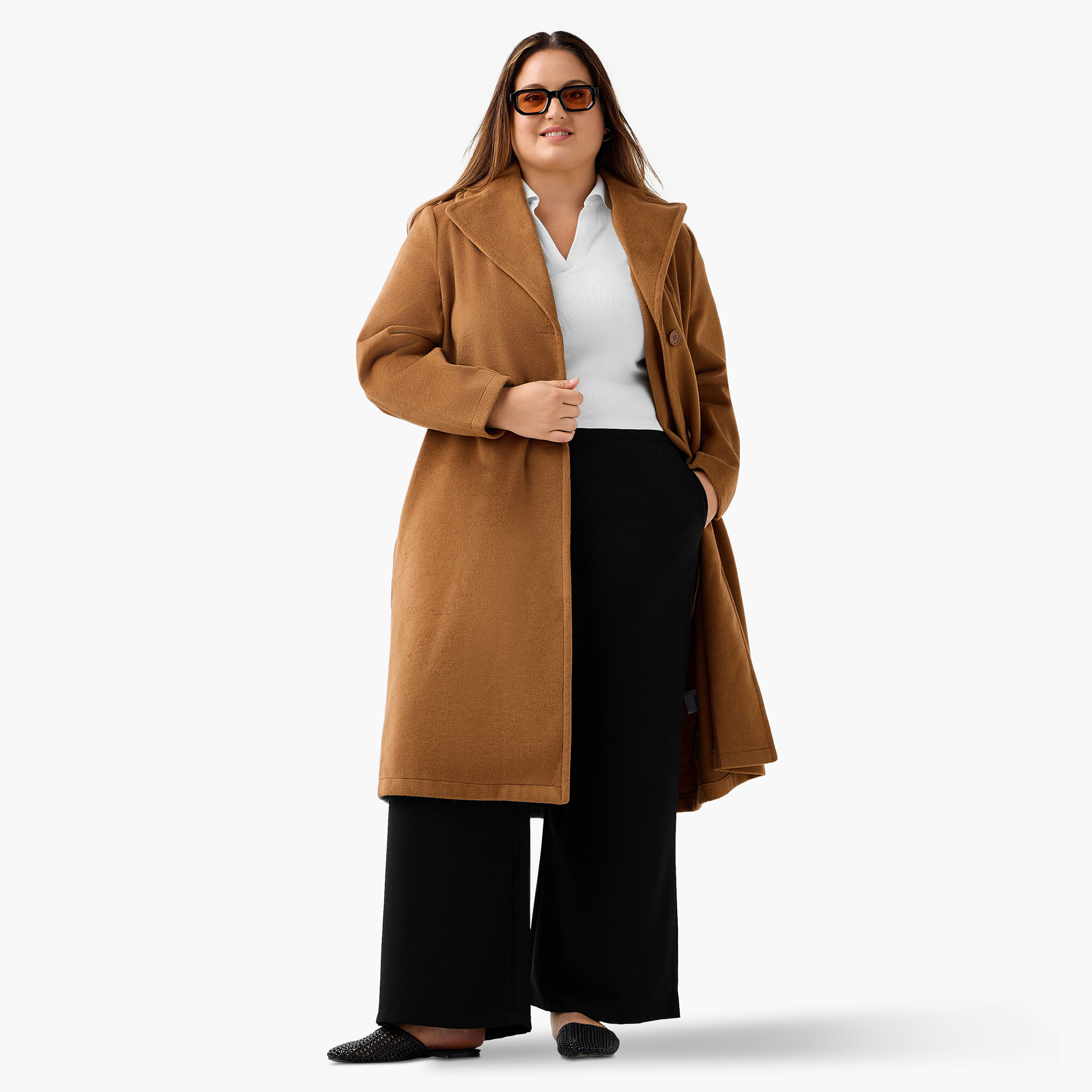 Ulla Popken Longline Polyester Blend Coat with Notch Lapel-women-clothing-coatsandjackets-coats-image-5