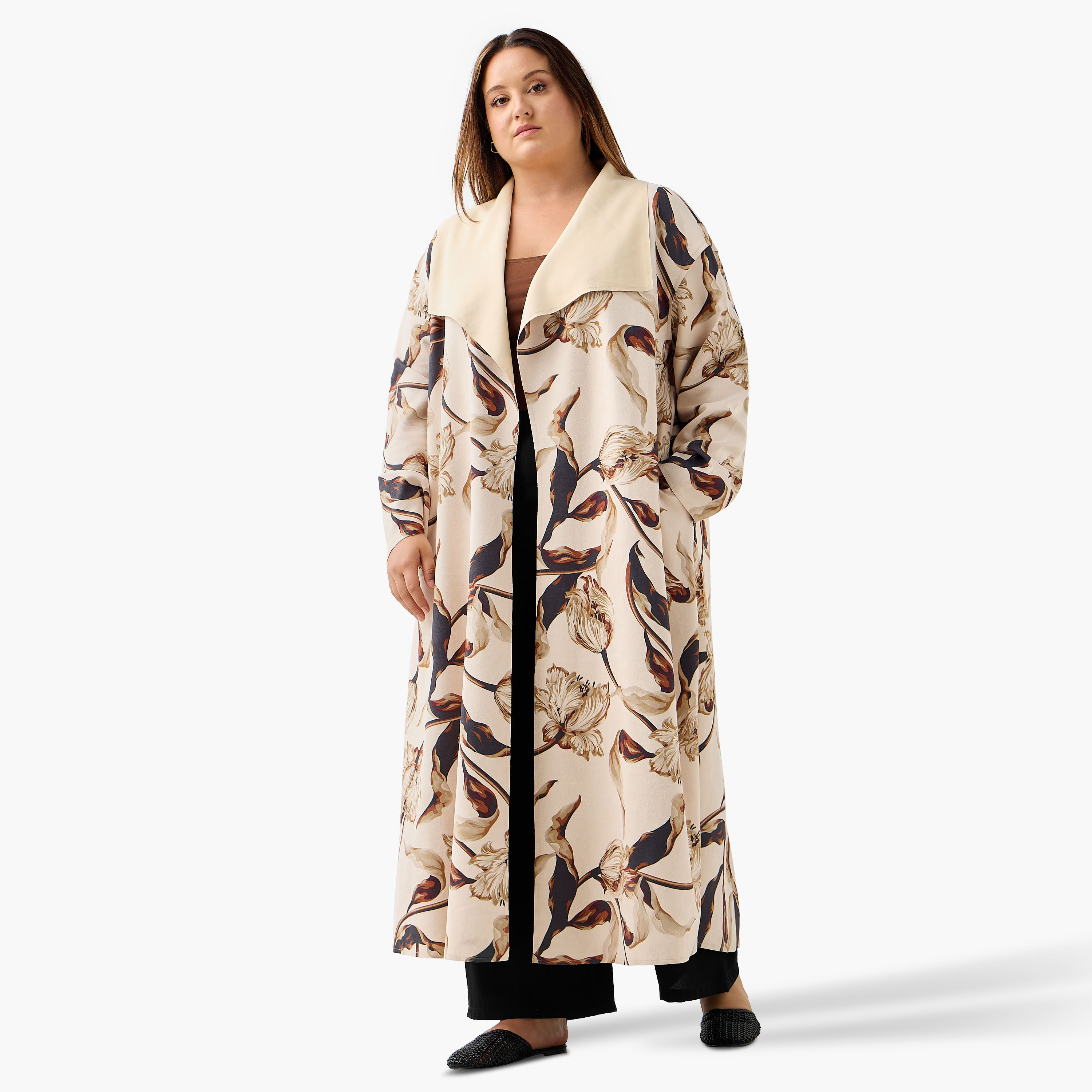 جاكيت ترنش بياقة مطوية من أولا بوبكن-women-winterwear-coatsandjackets-coats-image-1