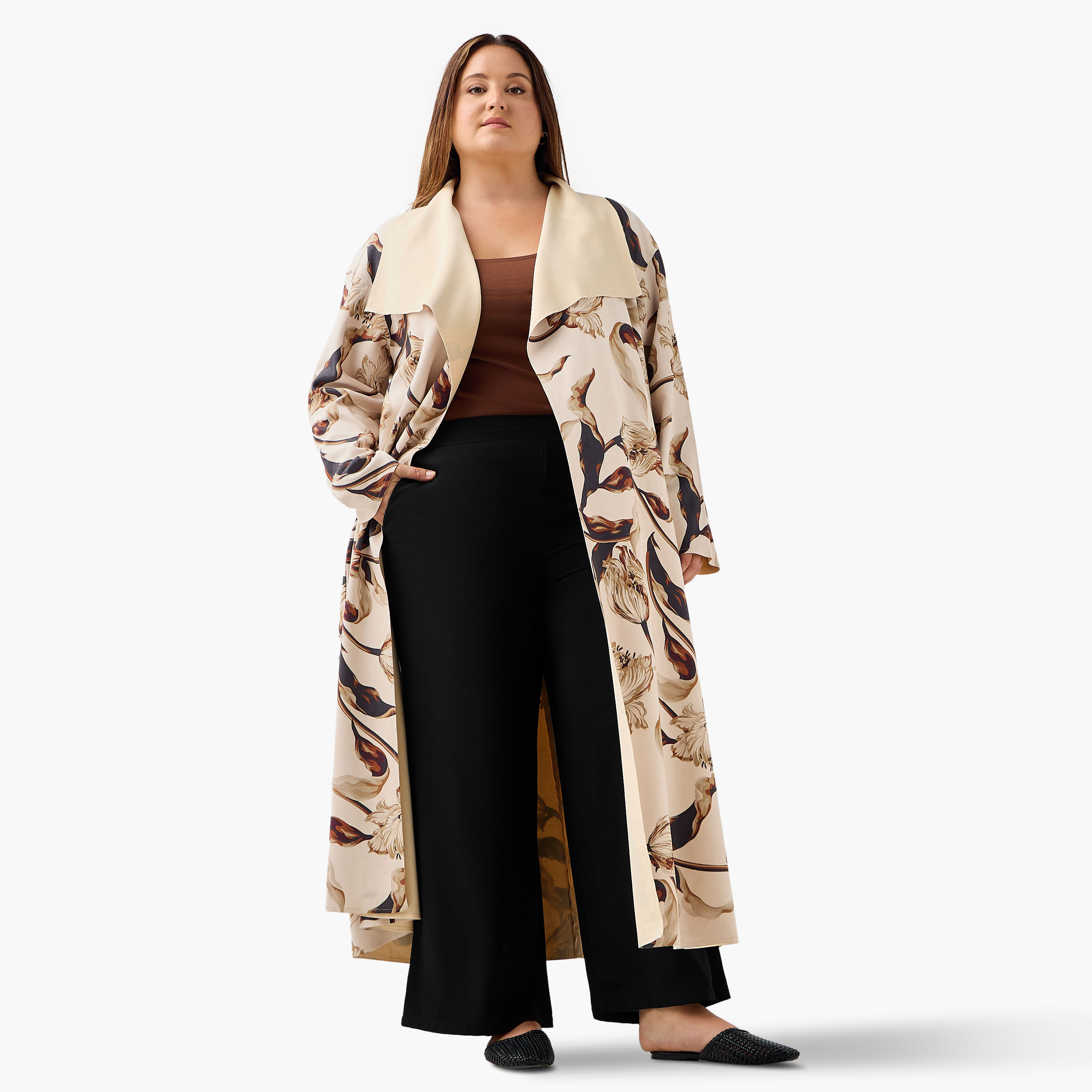 جاكيت ترنش بياقة مطوية من أولا بوبكن-women-winterwear-coatsandjackets-coats-image-2